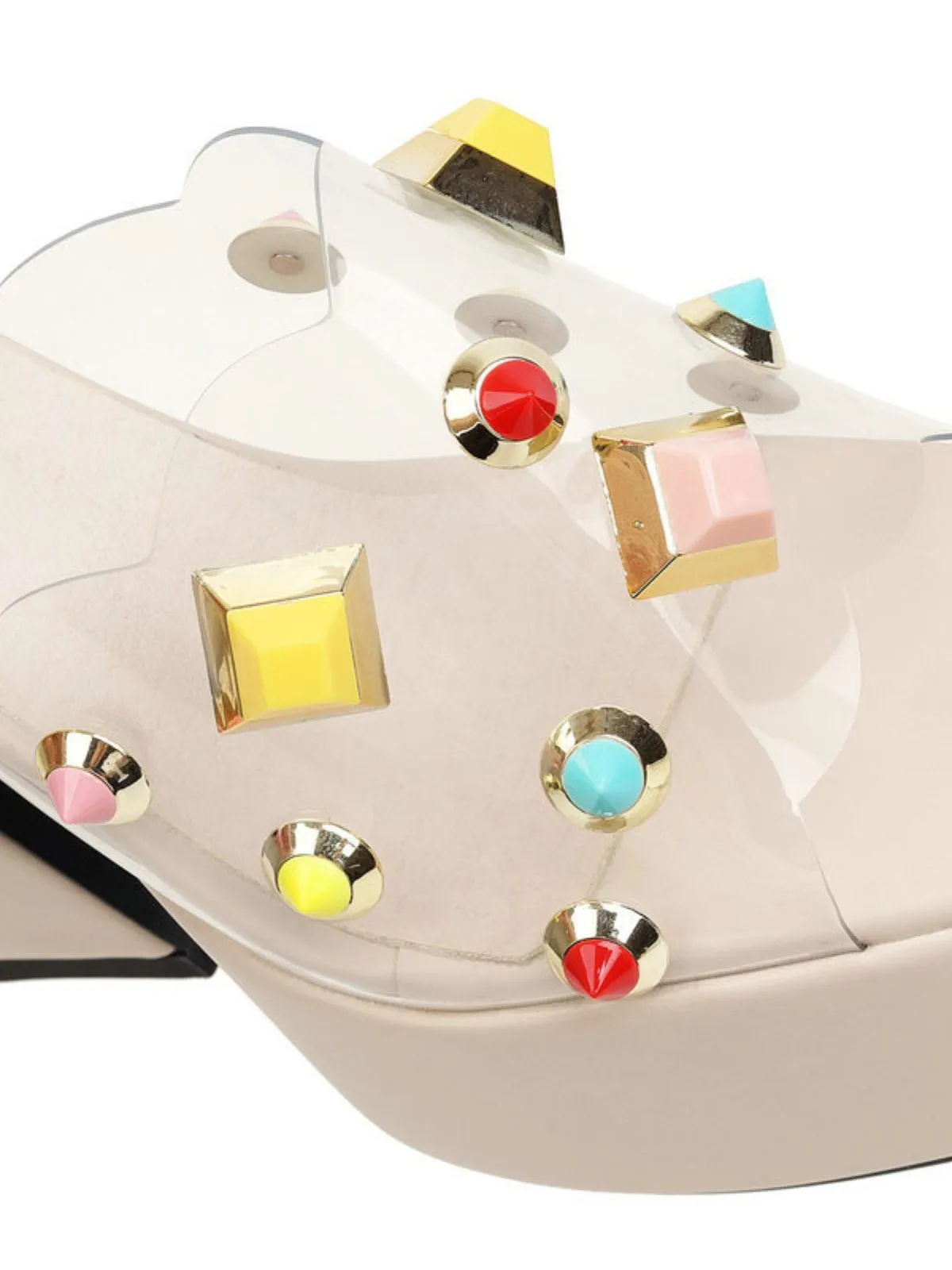 Gem Studded Transparent Chunky Heel Shoes sold by Retro Stage product image thumbnail 3