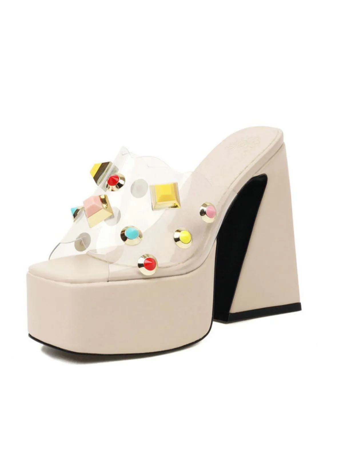 Gem Studded Transparent Chunky Heel Shoes sold by Retro Stage product image thumbnail 2