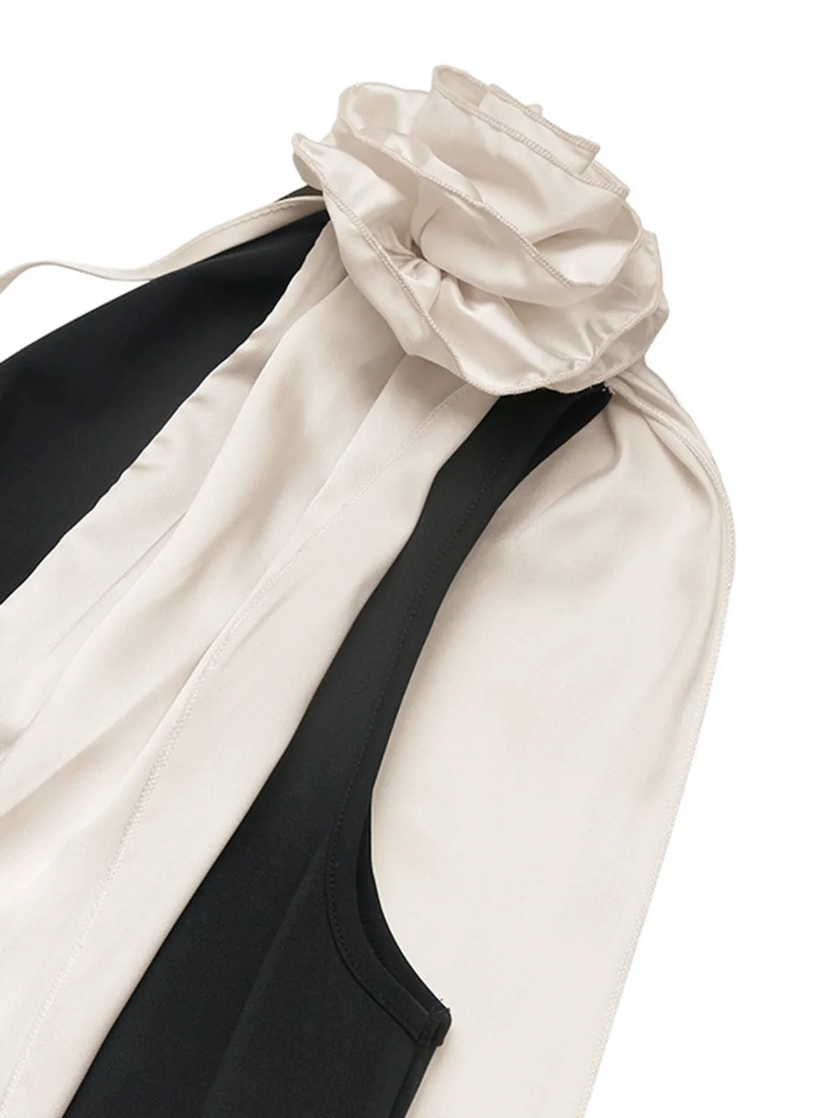 1930s V-Neck Colorblock 3D Roses Cape Dress sold by Retro Stage product image thumbnail 3