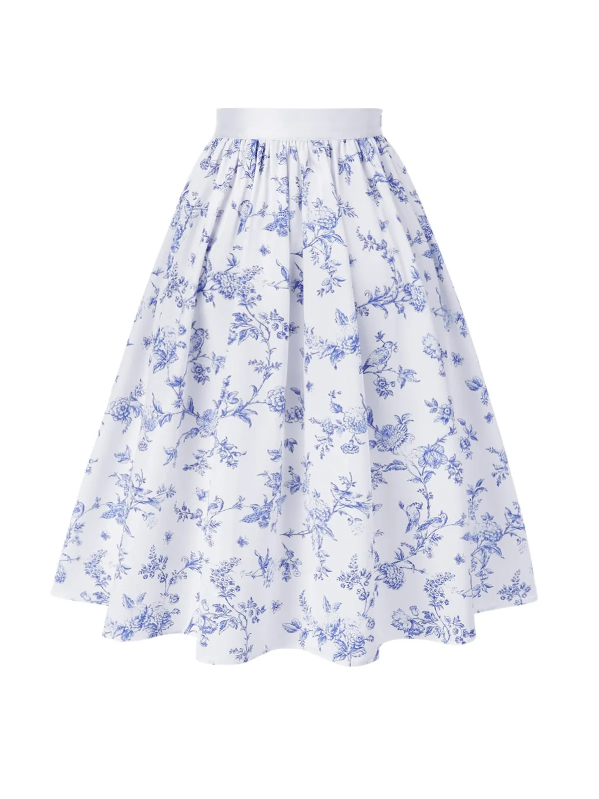 Blue 1950s Blue & White Porcelain Floral Skirt sold by Retro Stage product image thumbnail 5