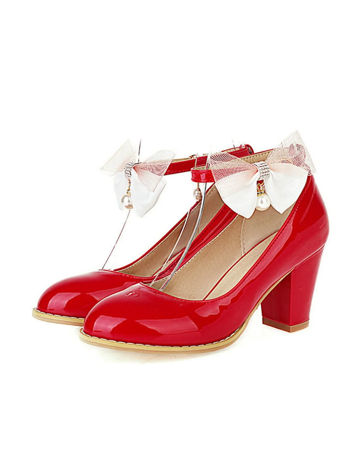 Bow Patent Leather Mary Jane Chunky Heels sold by Retro Stage product image thumbnail 2