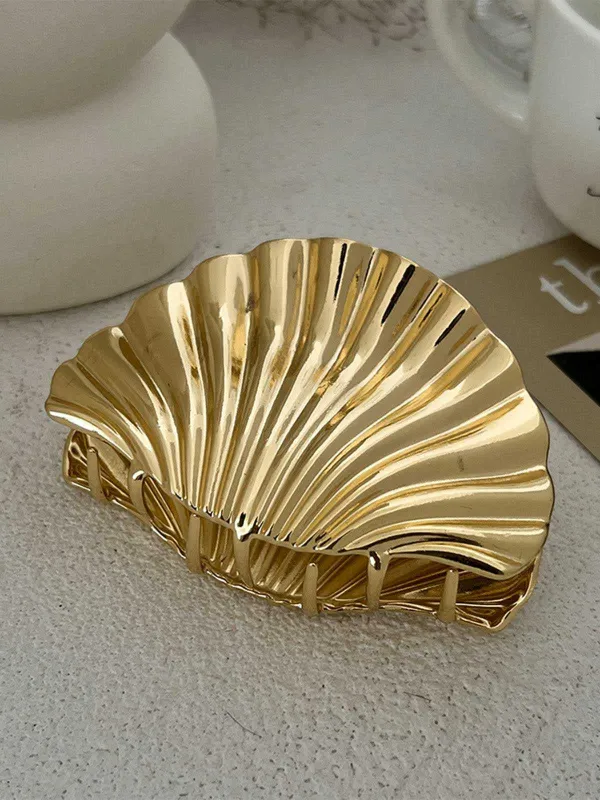 Vintage Shell Shape Metal Hair Clutch sold by Retro Stage