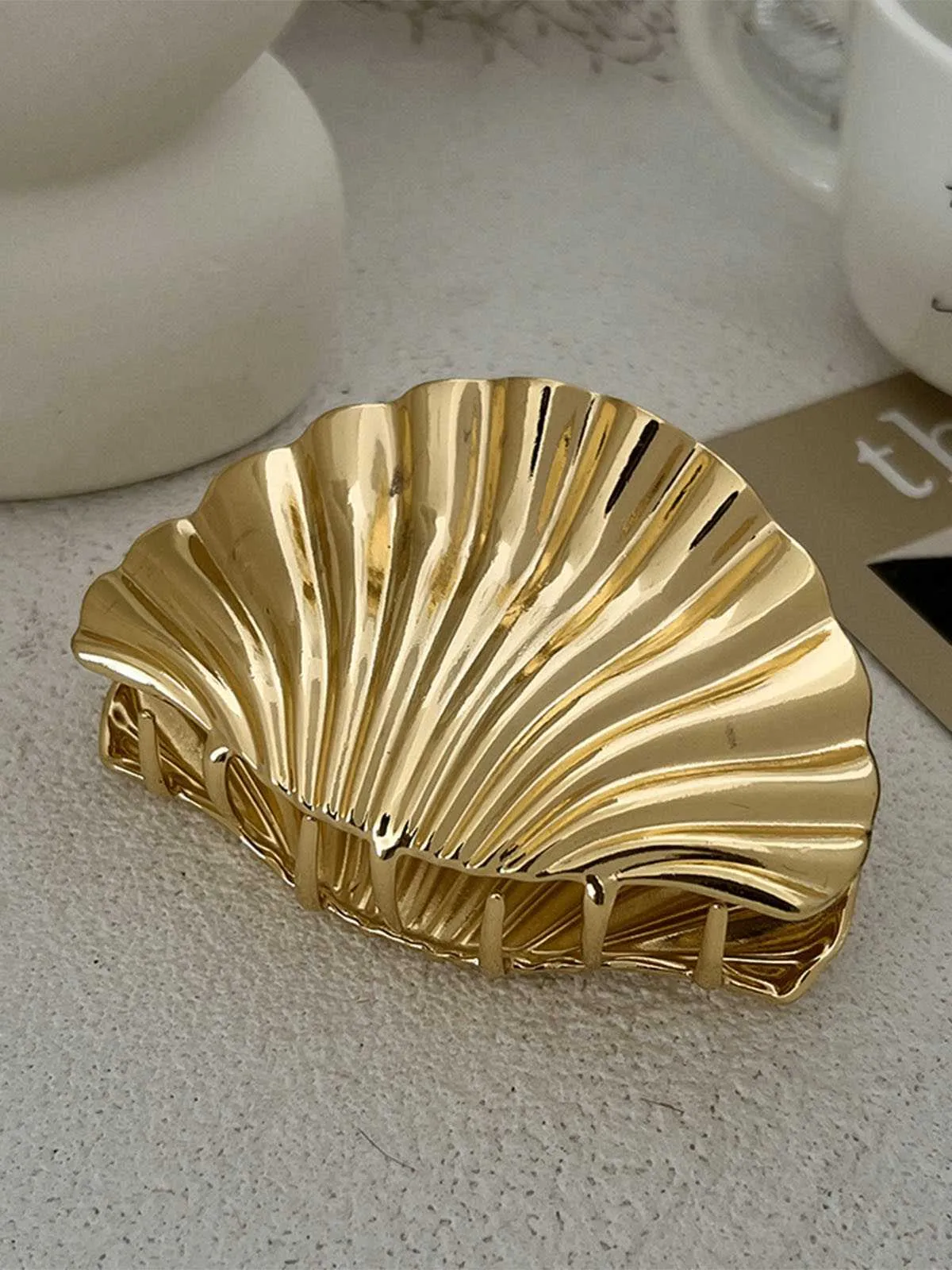Vintage Shell Shape Metal Hair Clutch sold by Retro Stage