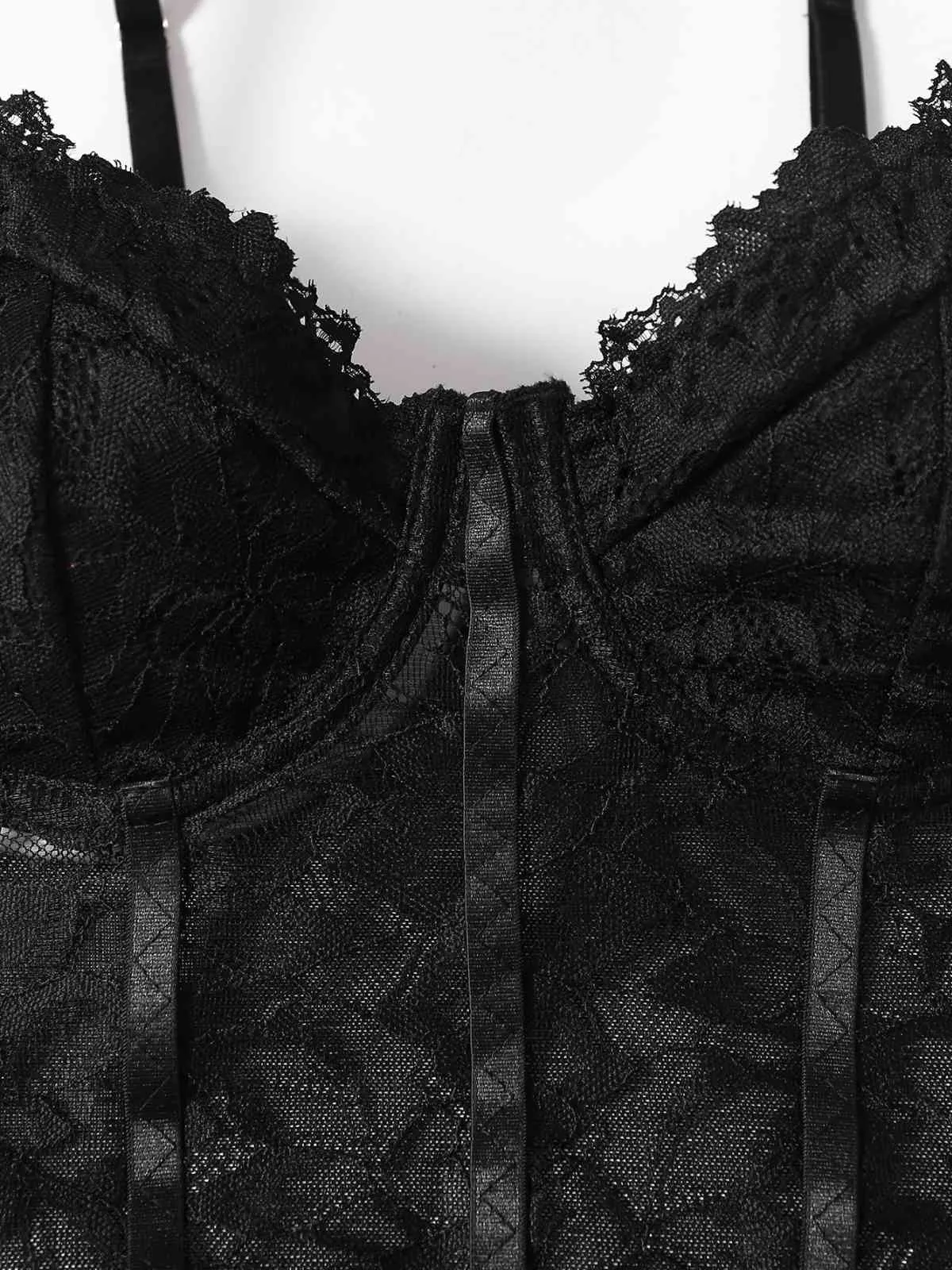 1960s Lace Spaghetti Straps Corset Bodysuit sold by Retro Stage product image thumbnail 3