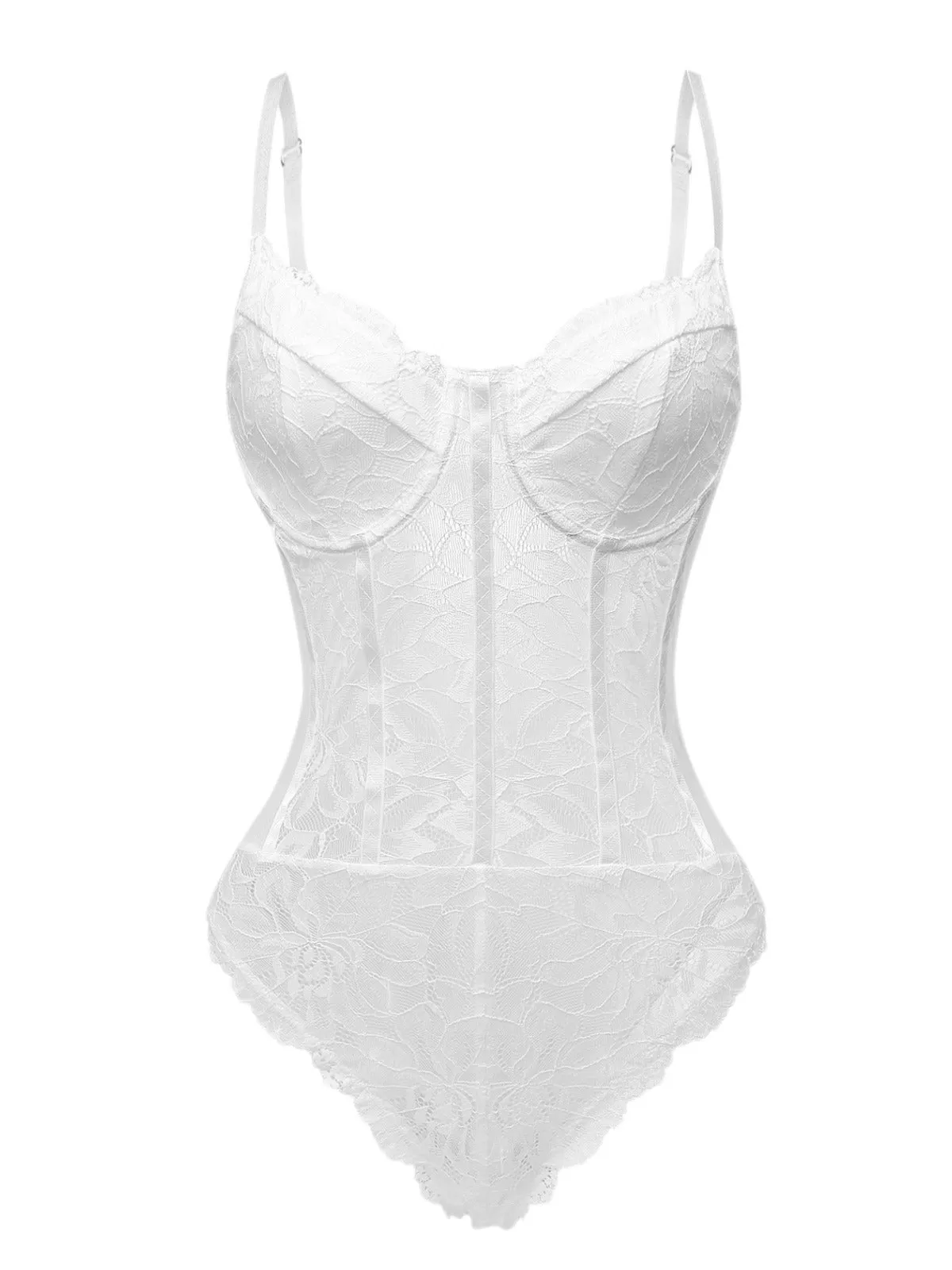 1960s Lace Spaghetti Straps Corset Bodysuit sold by Retro Stage product image thumbnail 5