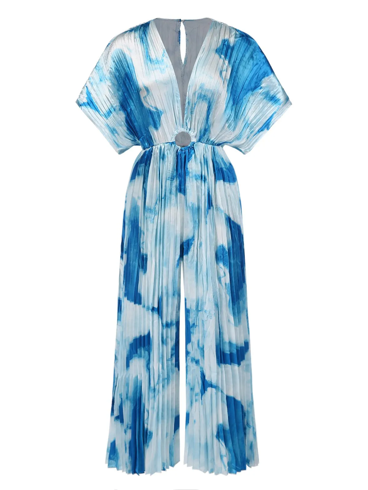 1930s Tie-Dye V-Neck Pleated Ring Jumpsuit sold by Retro Stage