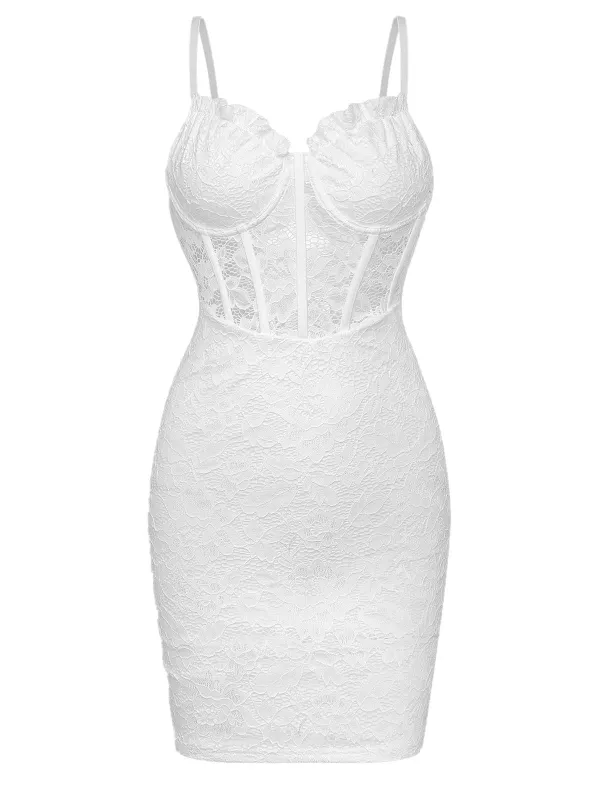 1960s Lace Suspender Corset Bodycon Dress sold by Retro Stage