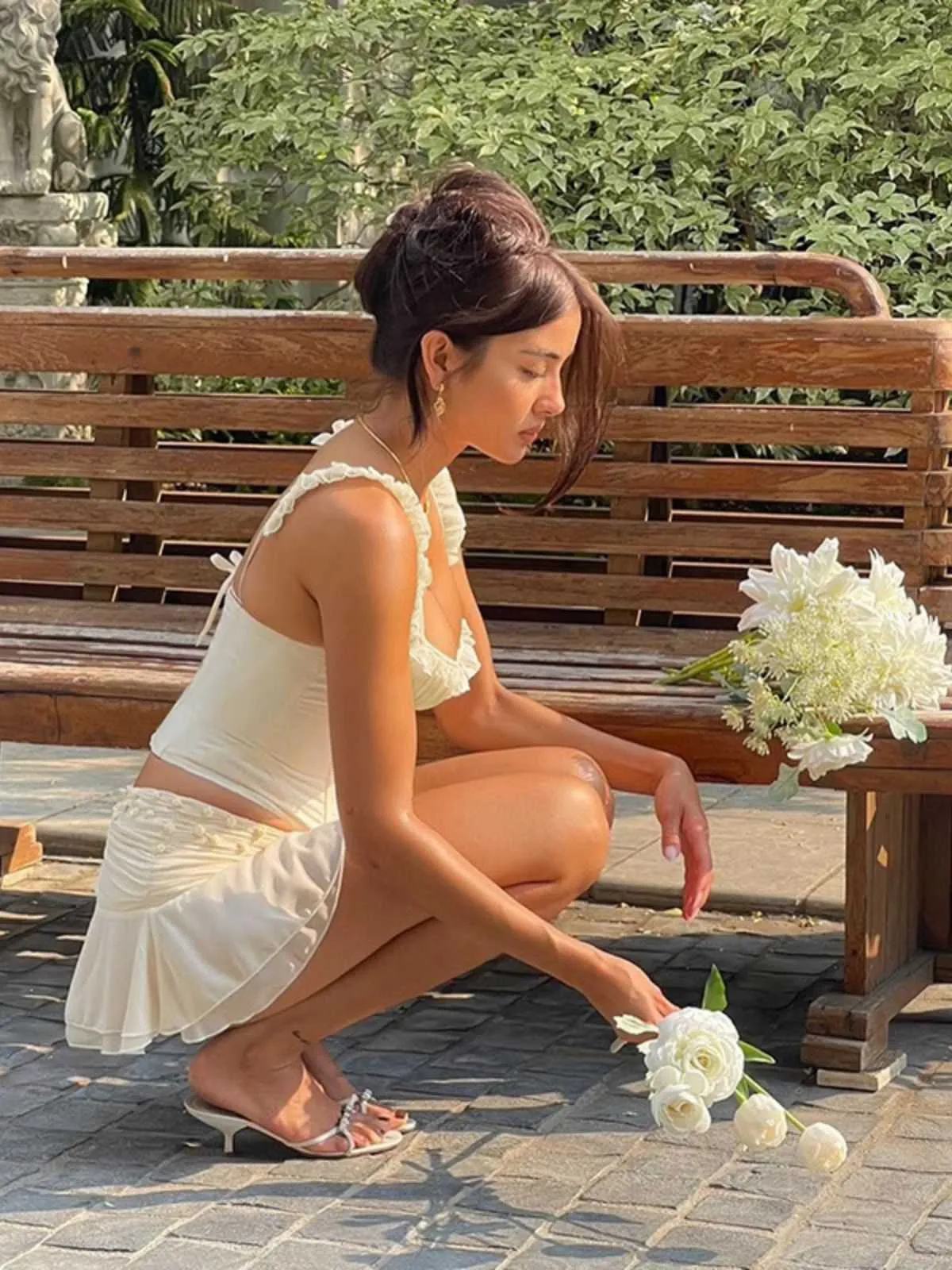 1960s Mesh Patchwork Ruffled Corset Camisole sold by Retro Stage product image thumbnail 3