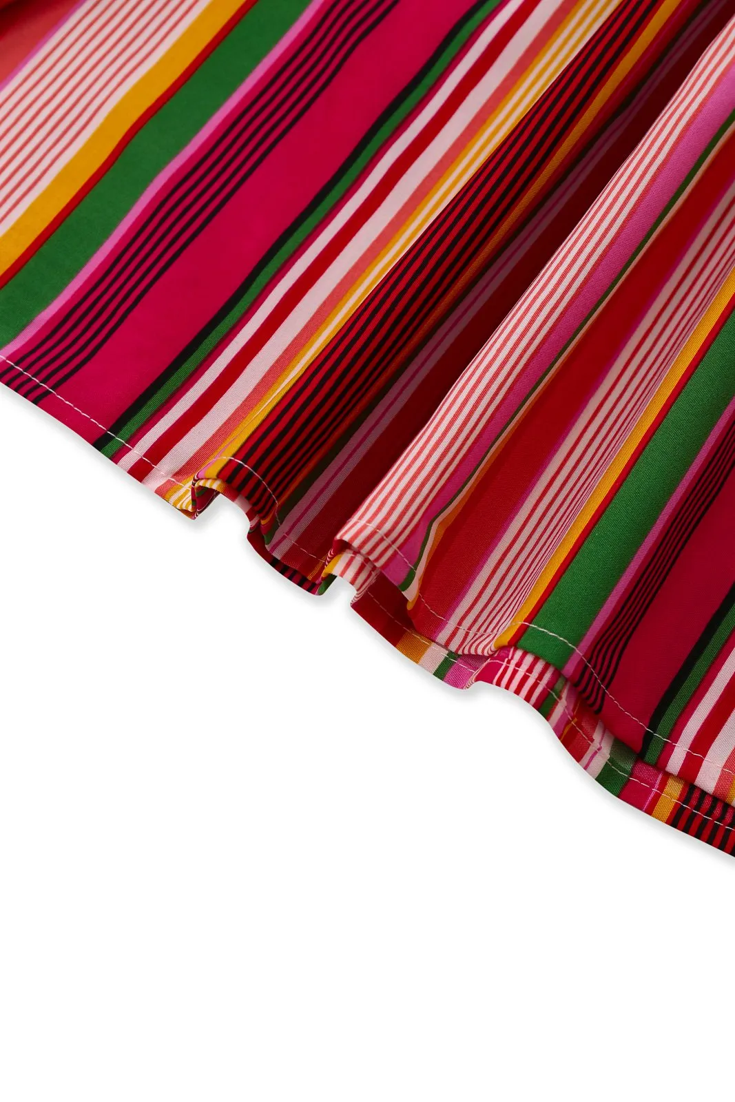 Multicolor 1970s Halter Rainbow Stripes Patchwork Dress sold by Retro Stage product image thumbnail 4