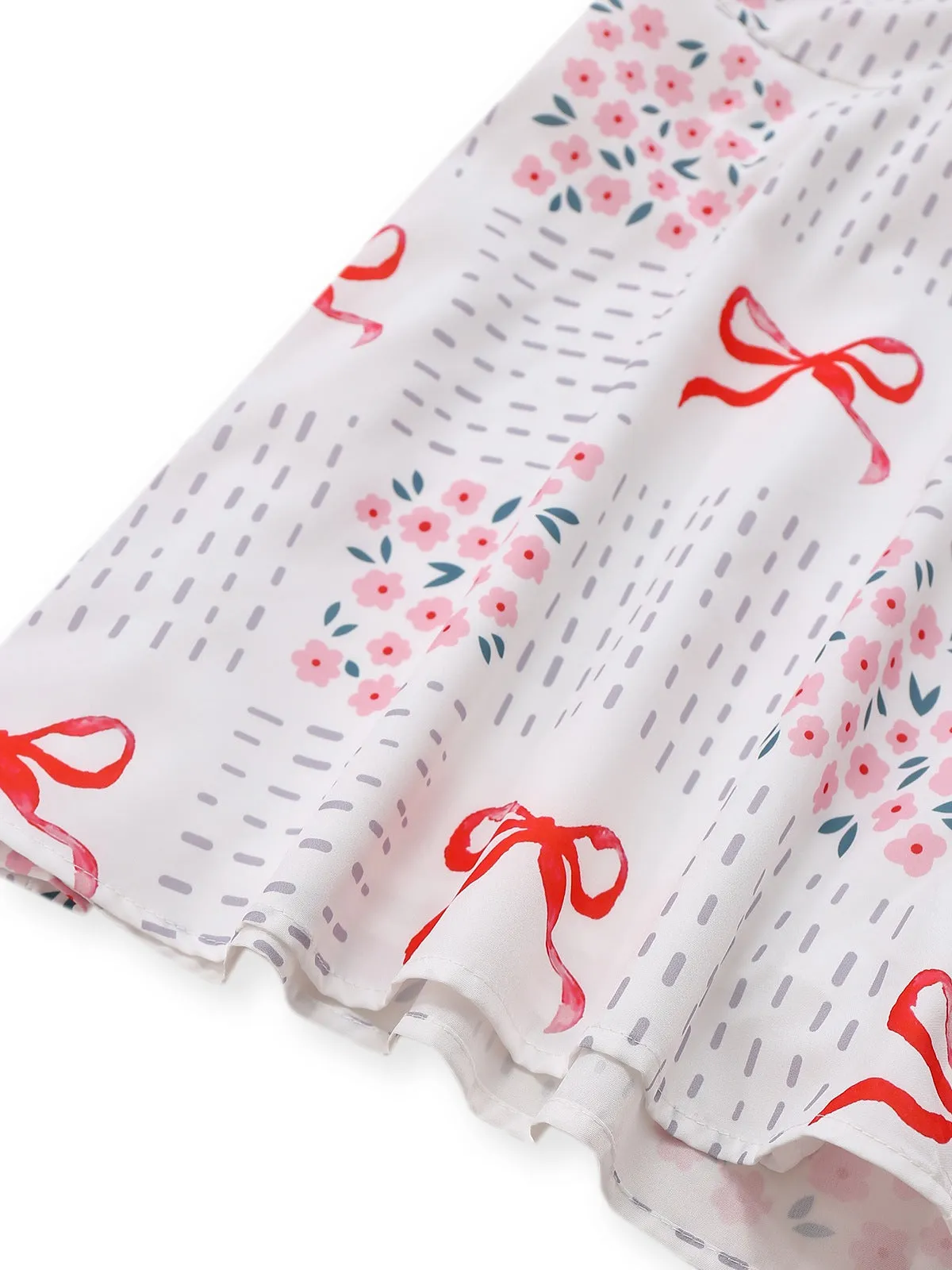 Pink 1950s Bow & Floral Belted Lapel Romper sold by Retro Stage product image thumbnail 4