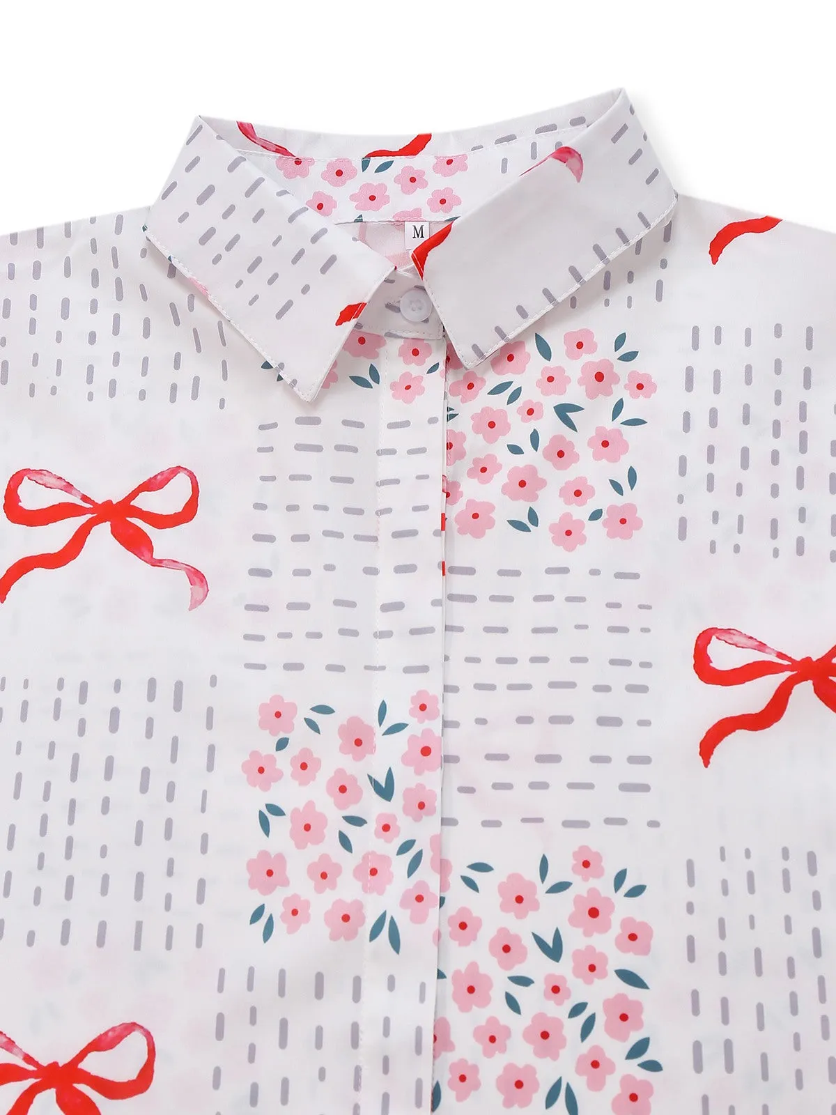 Pink 1950s Bow & Floral Belted Lapel Romper sold by Retro Stage product image thumbnail 3