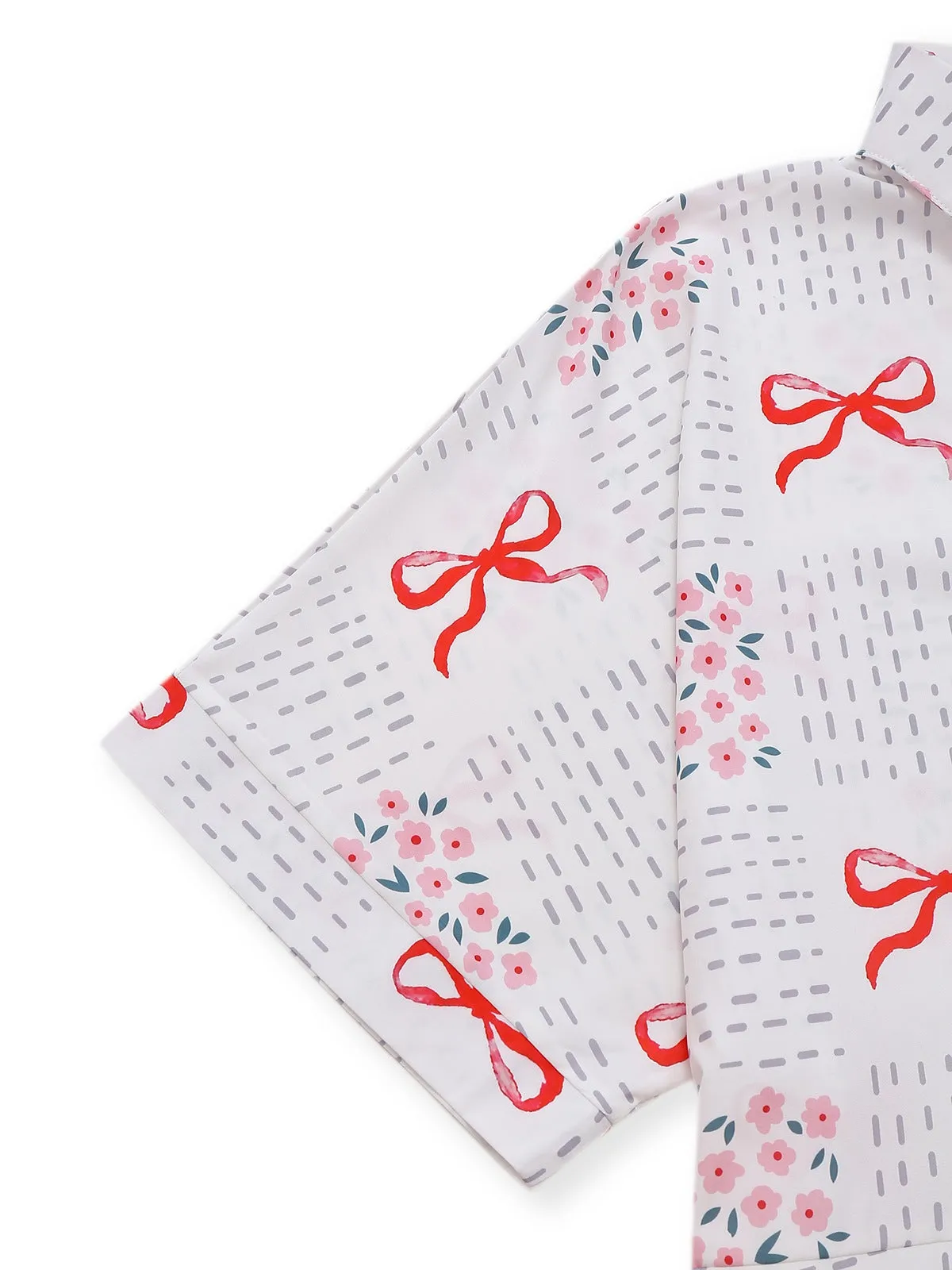 Pink 1950s Bow & Floral Belted Lapel Romper sold by Retro Stage product image thumbnail 5