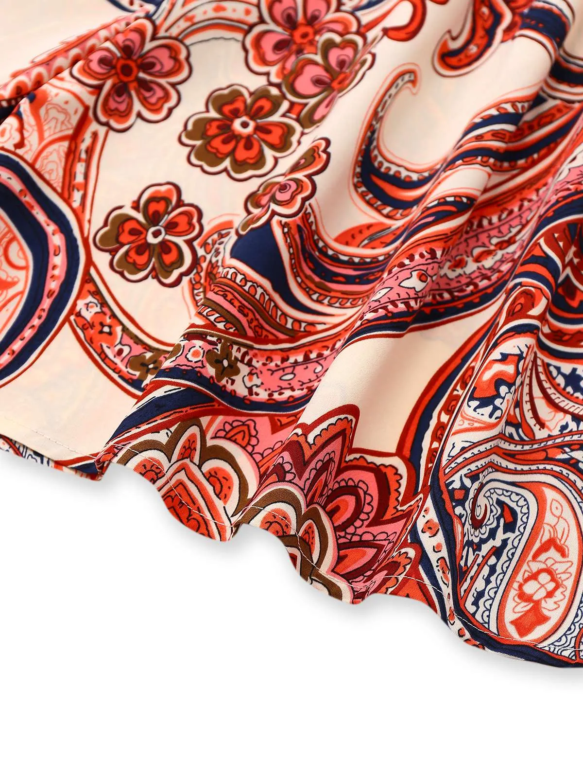 Brick Red 1970s One-Shoulder Bohemian Floral Romper sold by Retro Stage product image thumbnail 4