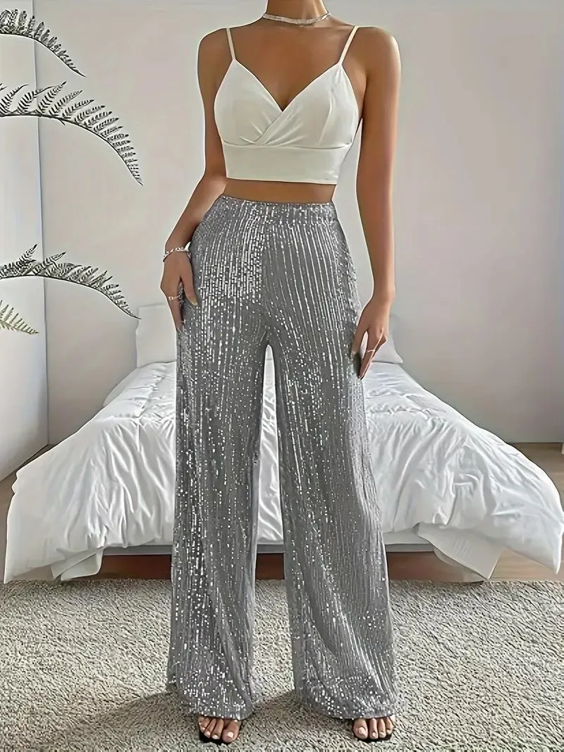 1970s Sequin Loose Flowy Wide-Leg Pants sold by Retro Stage product image thumbnail 5