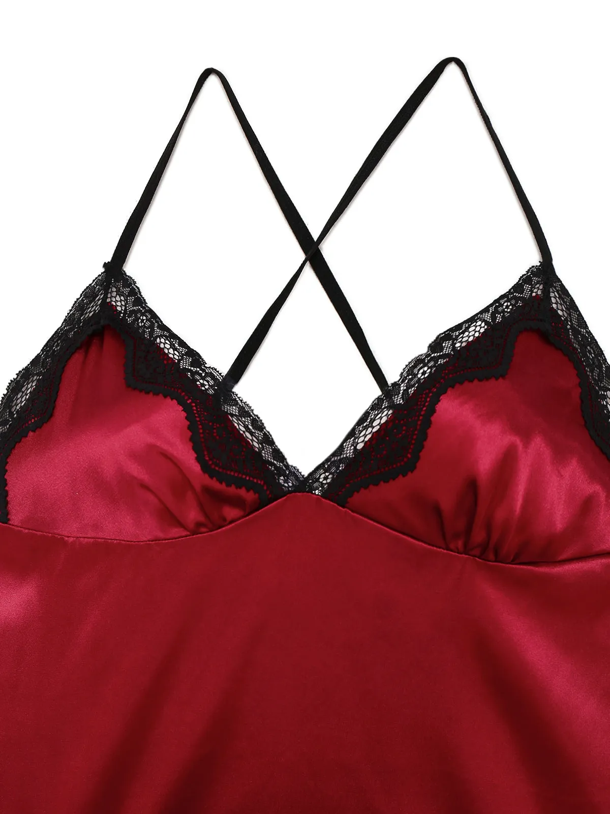 1960s Spaghetti Strap Satin Lace Nightgown sold by Retro Stage product image thumbnail 3