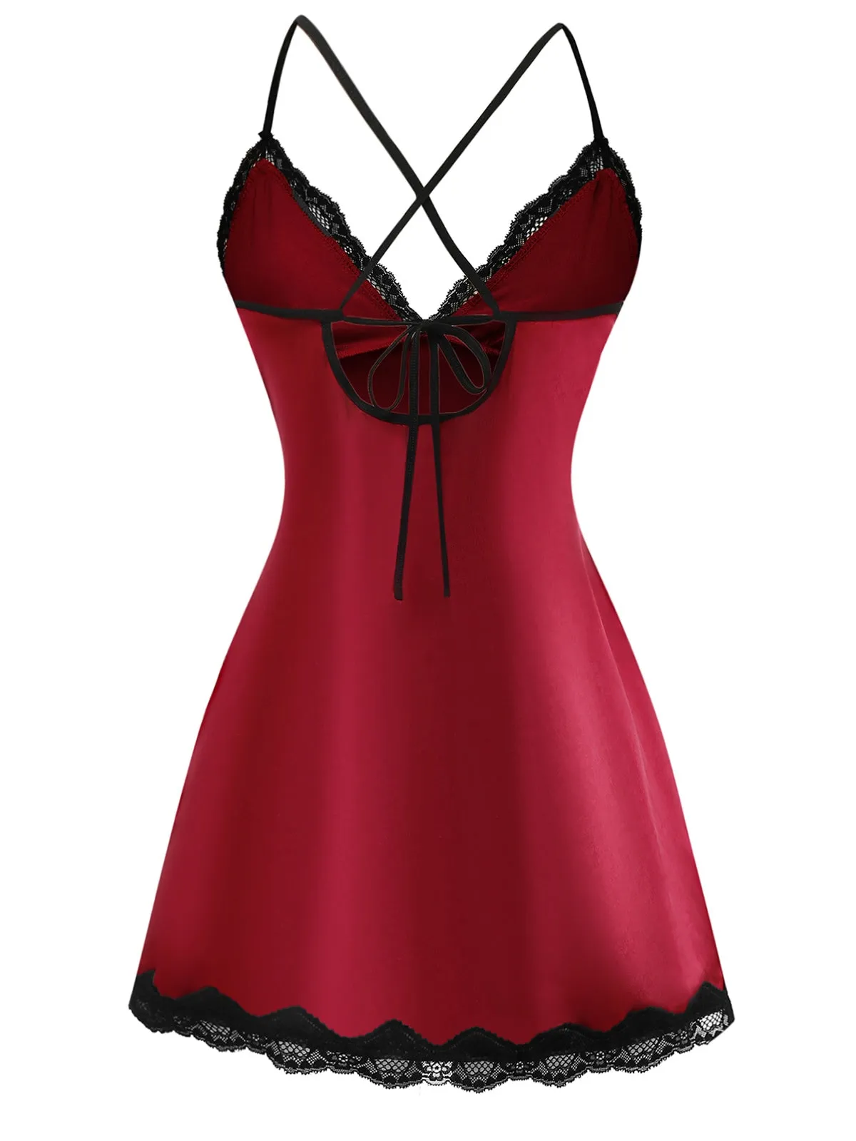 1960s Spaghetti Strap Satin Lace Nightgown sold by Retro Stage product image thumbnail 2