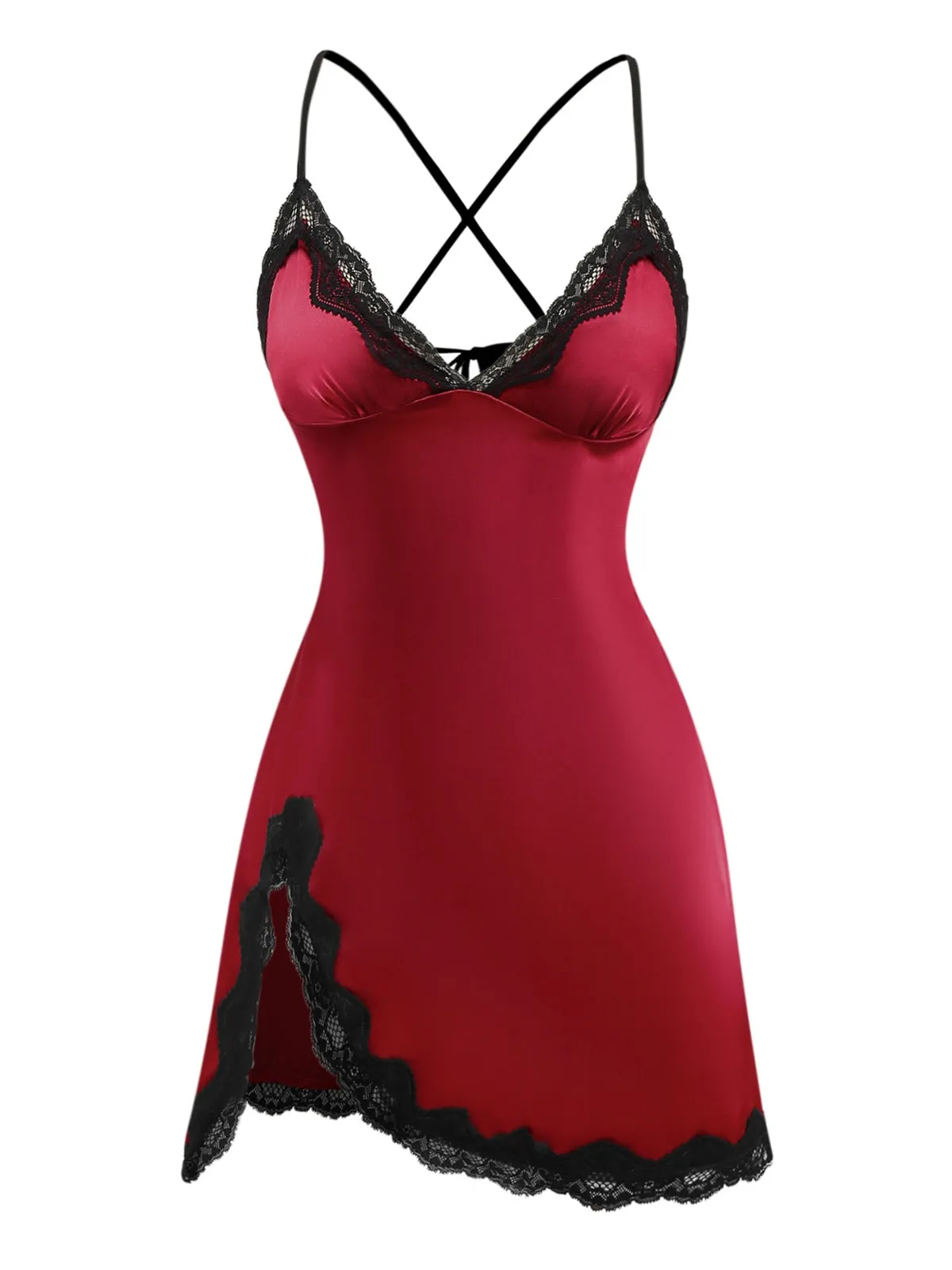 1960s Spaghetti Strap Satin Lace Nightgown sold by Retro Stage