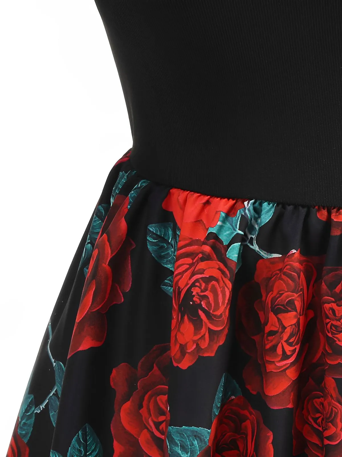 Red 1950s Rose Sleeveless Patchwork Dress sold by Retro Stage product image thumbnail 5