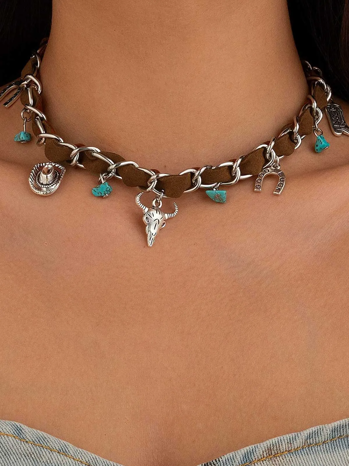 Vintage Western Cowboy Turquoise Necklace sold by Retro Stage