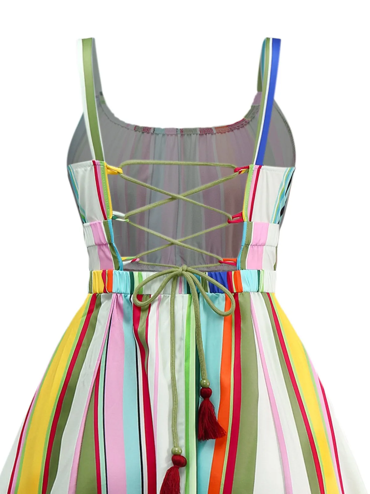 Multicolor 1950s Tie Back Barcode Stripe Dress sold by Retro Stage product image thumbnail 3