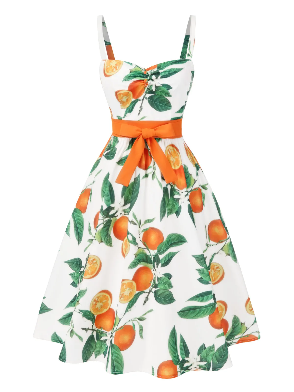 1950s Orange Bow-Waist Strap Dress sold by Retro Stage product image thumbnail 2