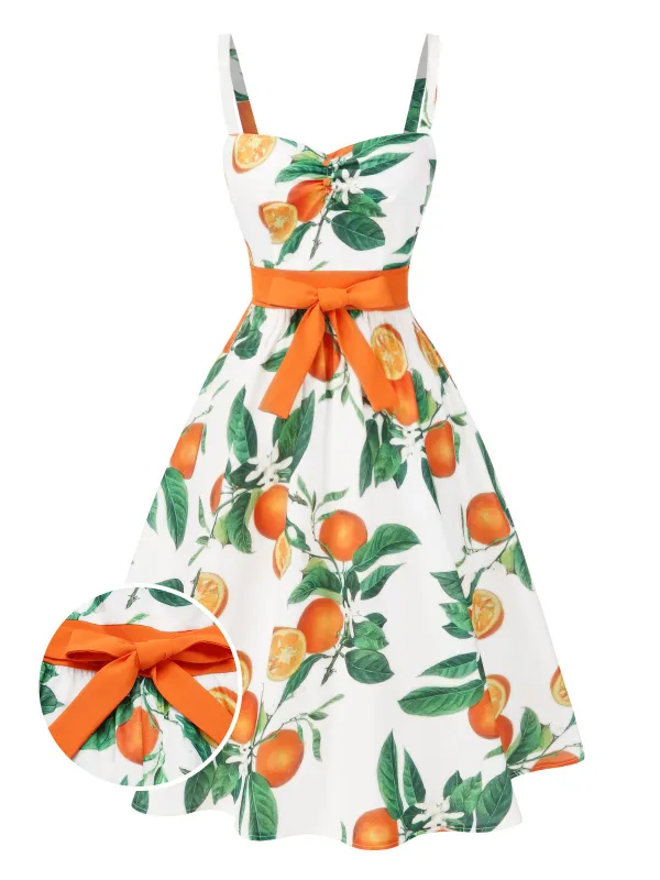1950s Orange Bow-Waist Strap Dress sold by Retro Stage