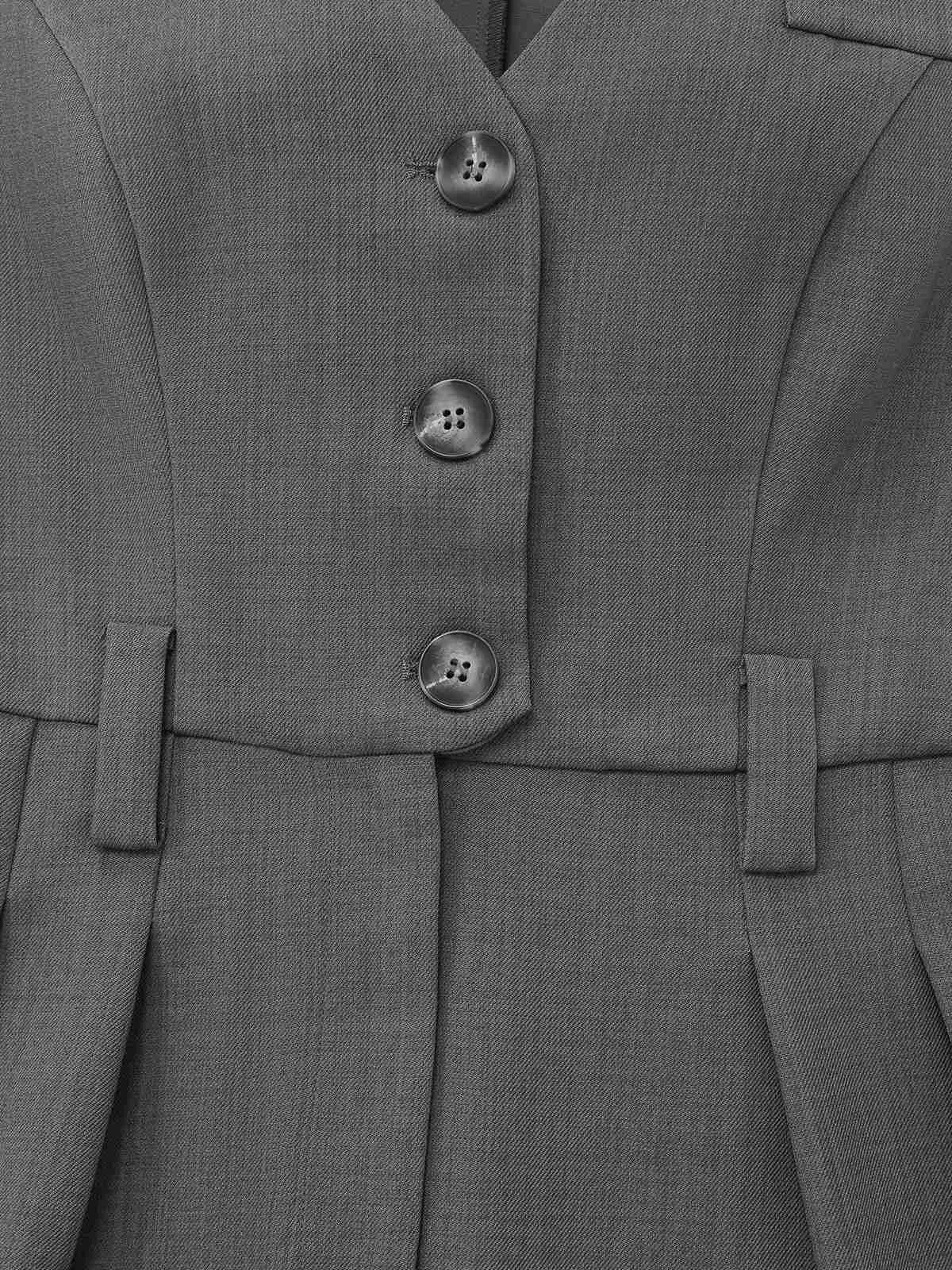 Gray 1930s Solid Sleeeless Office Belted Jumpsuit sold by Retro Stage product image thumbnail 4