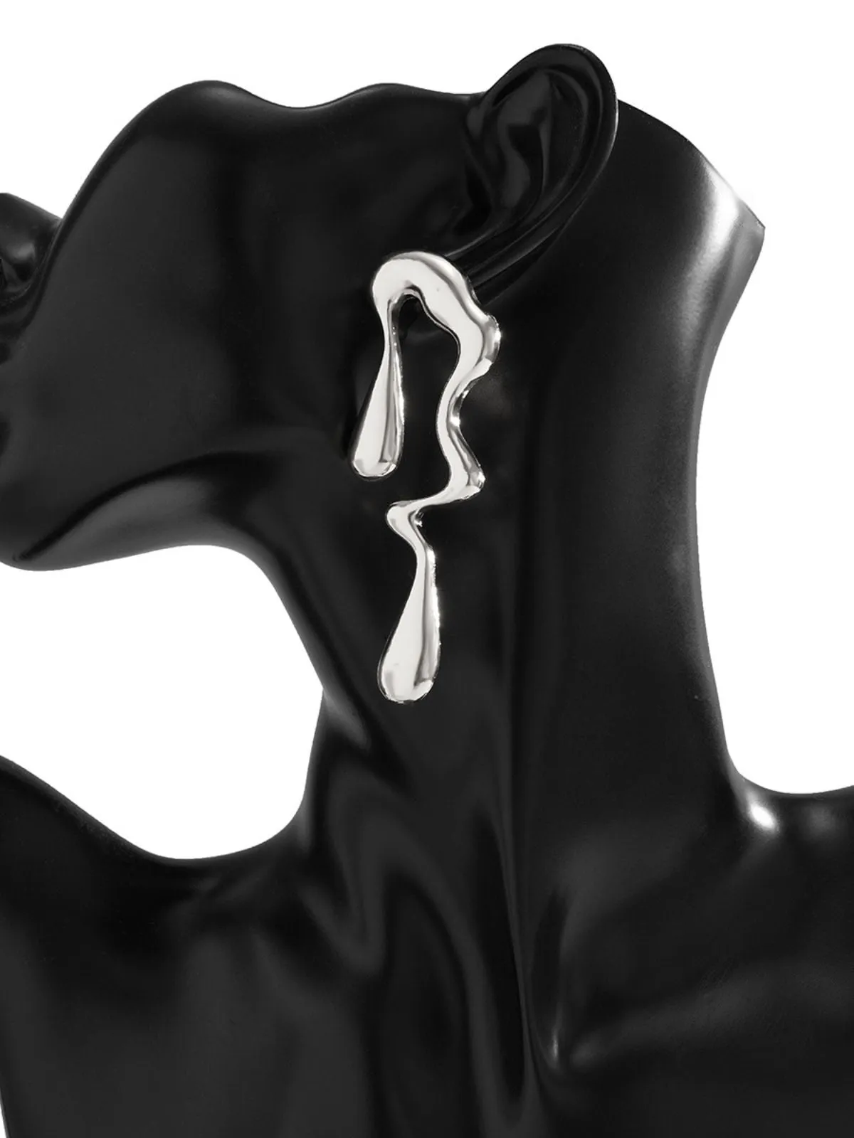 Vintage Liquid Metal Drop Stud Earrings sold by Retro Stage product image thumbnail 5