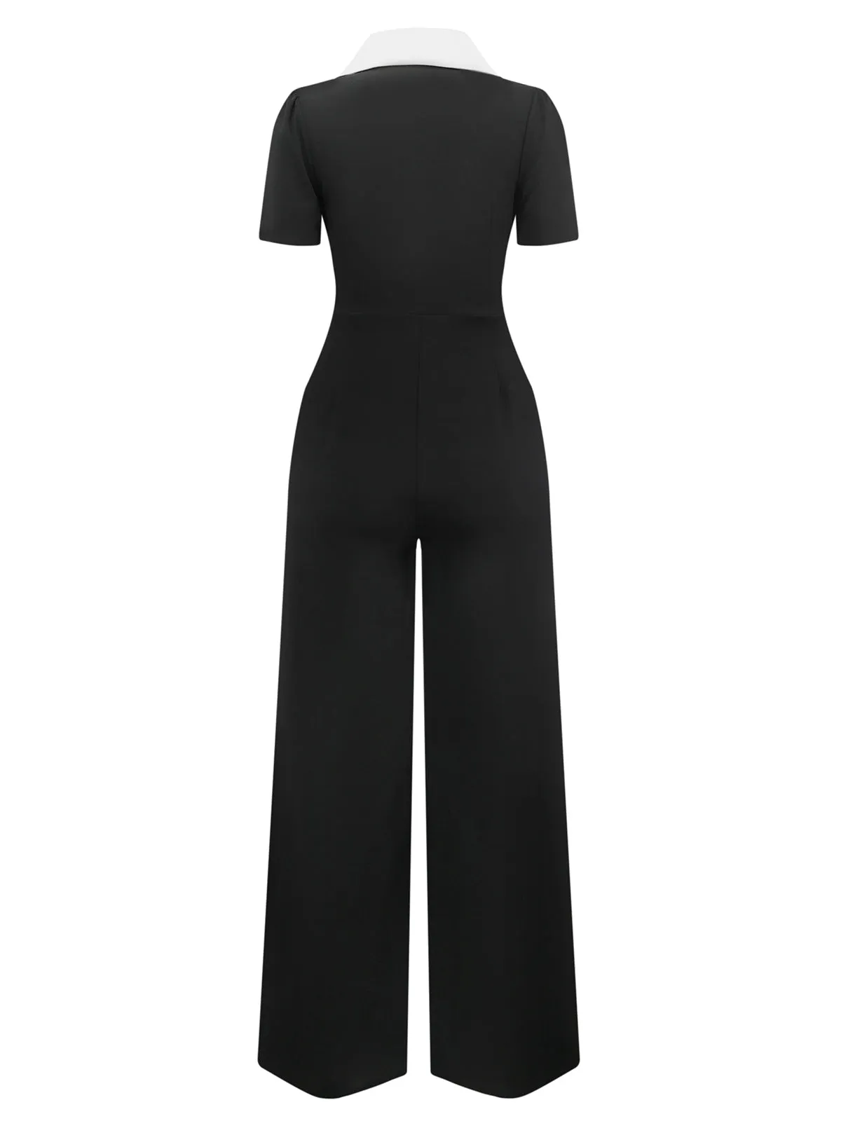 Black & White 1930s Notched Collar Buttoned Jumpsuit sold by Retro Stage product image thumbnail 2