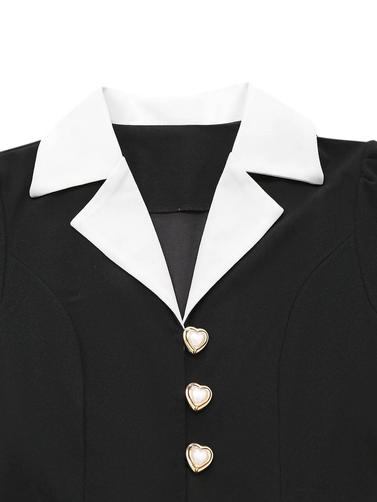 Black & White 1930s Notched Collar Buttoned Jumpsuit sold by Retro Stage product image thumbnail 3