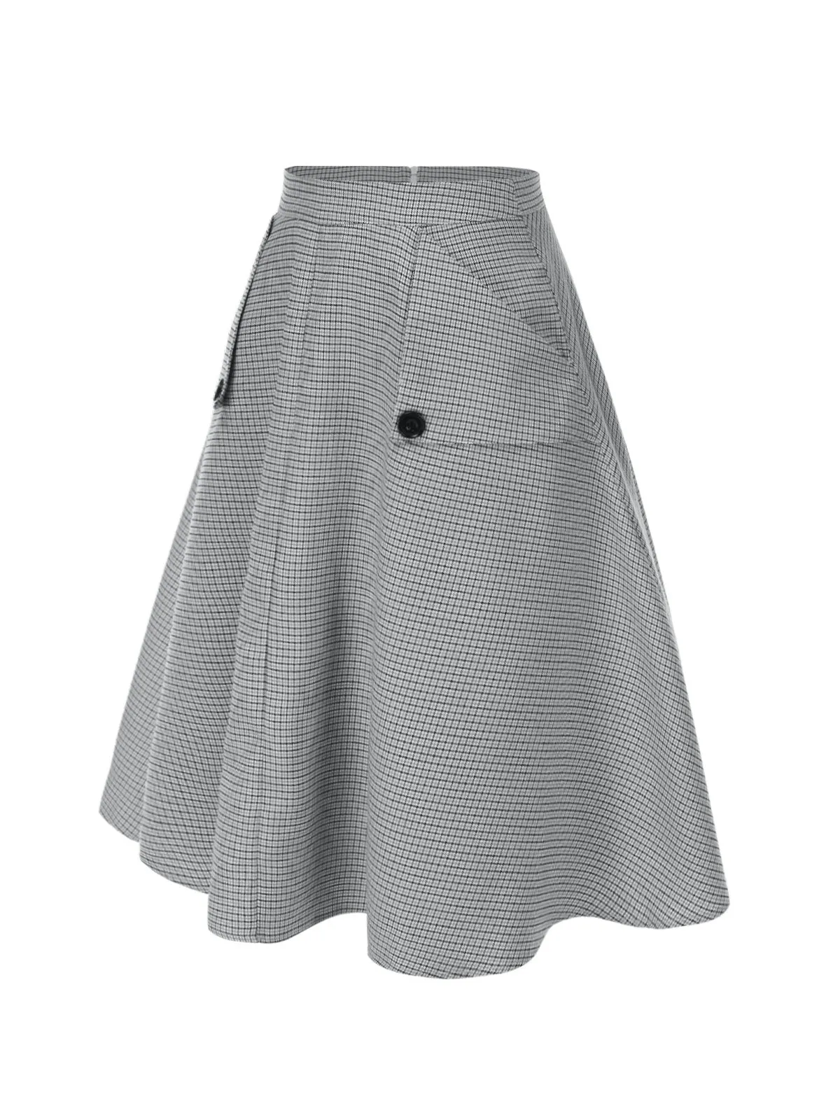1950s High-Waist Plaids Button Pocket Skirt sold by Retro Stage product image thumbnail 4