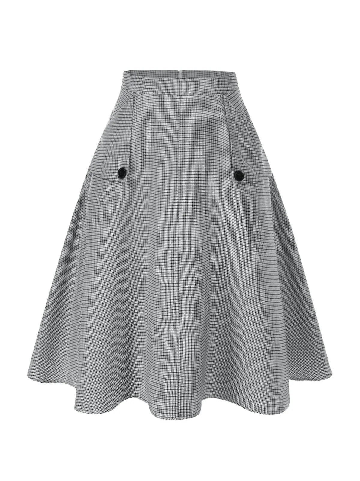 1950s High-Waist Plaids Button Pocket Skirt sold by Retro Stage product image thumbnail 3