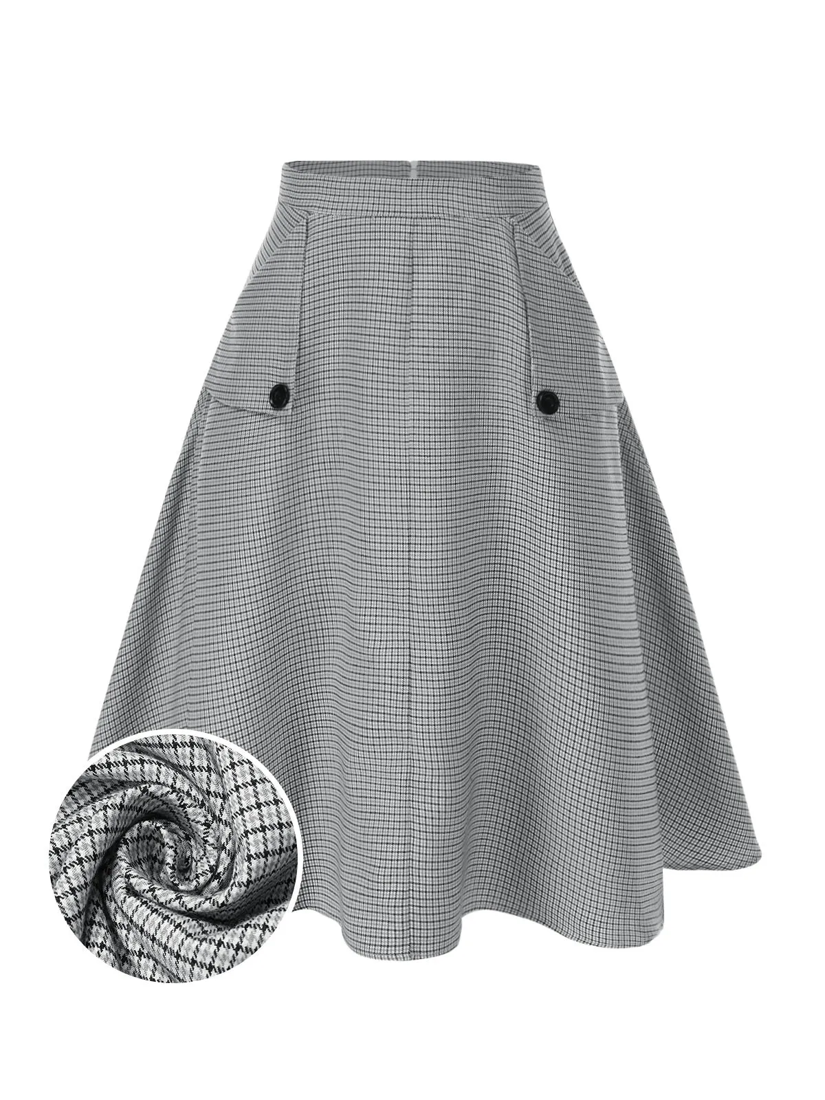 1950s High-Waist Plaids Button Pocket Skirt sold by Retro Stage product image thumbnail 2