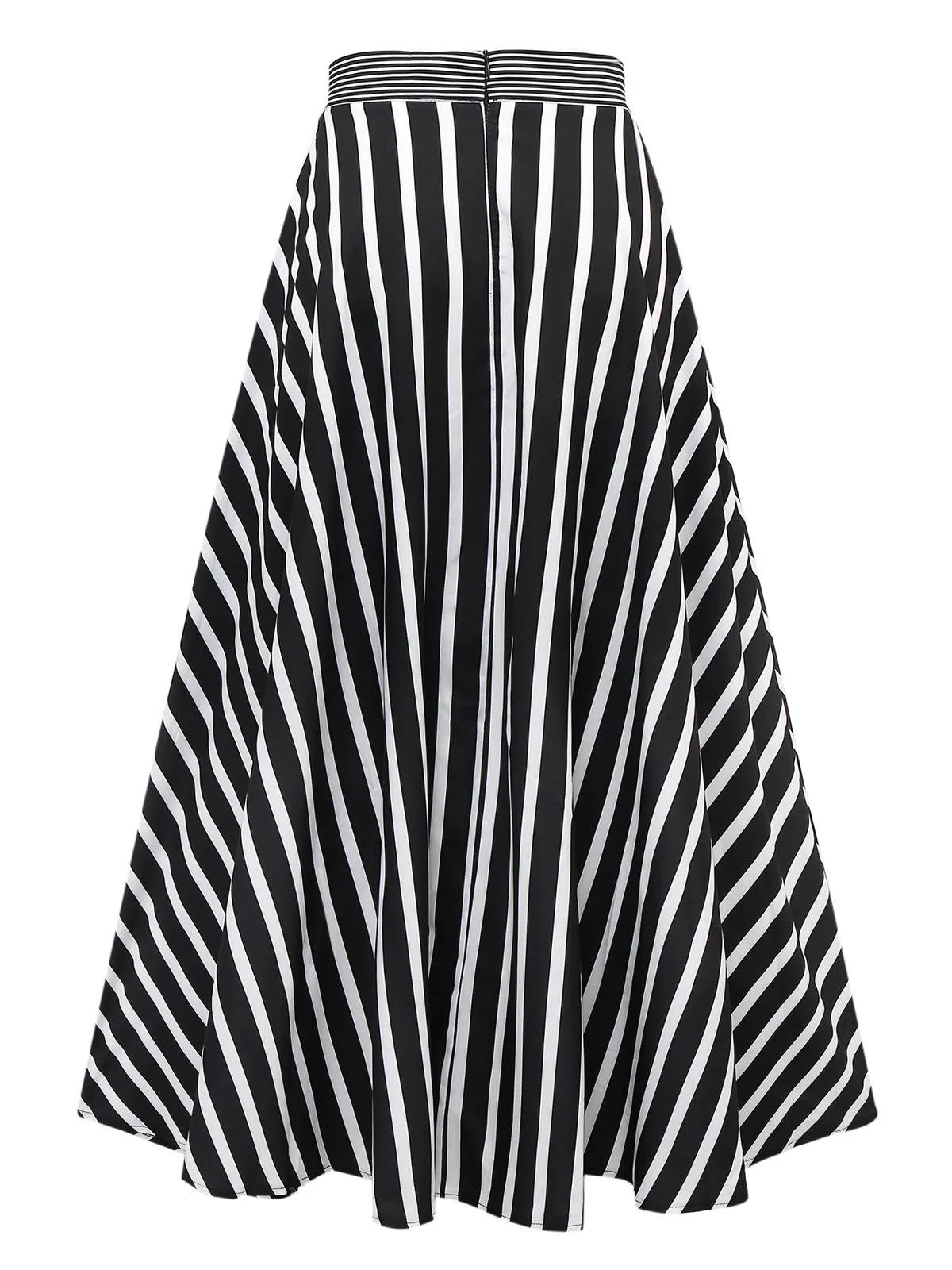 Black & White 1930s Striped High Rise Long Skirt sold by Retro Stage product image thumbnail 2