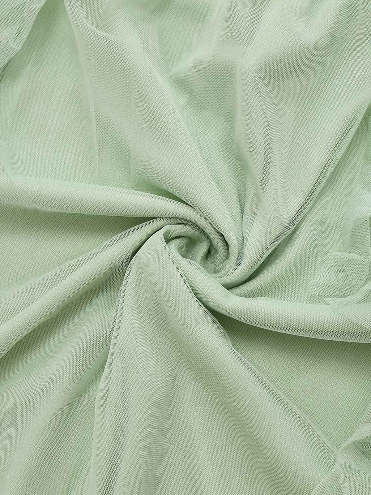 Green 1930s Solid Mesh Ruffled Illusion Sleeves Dress sold by Retro Stage product image thumbnail 5