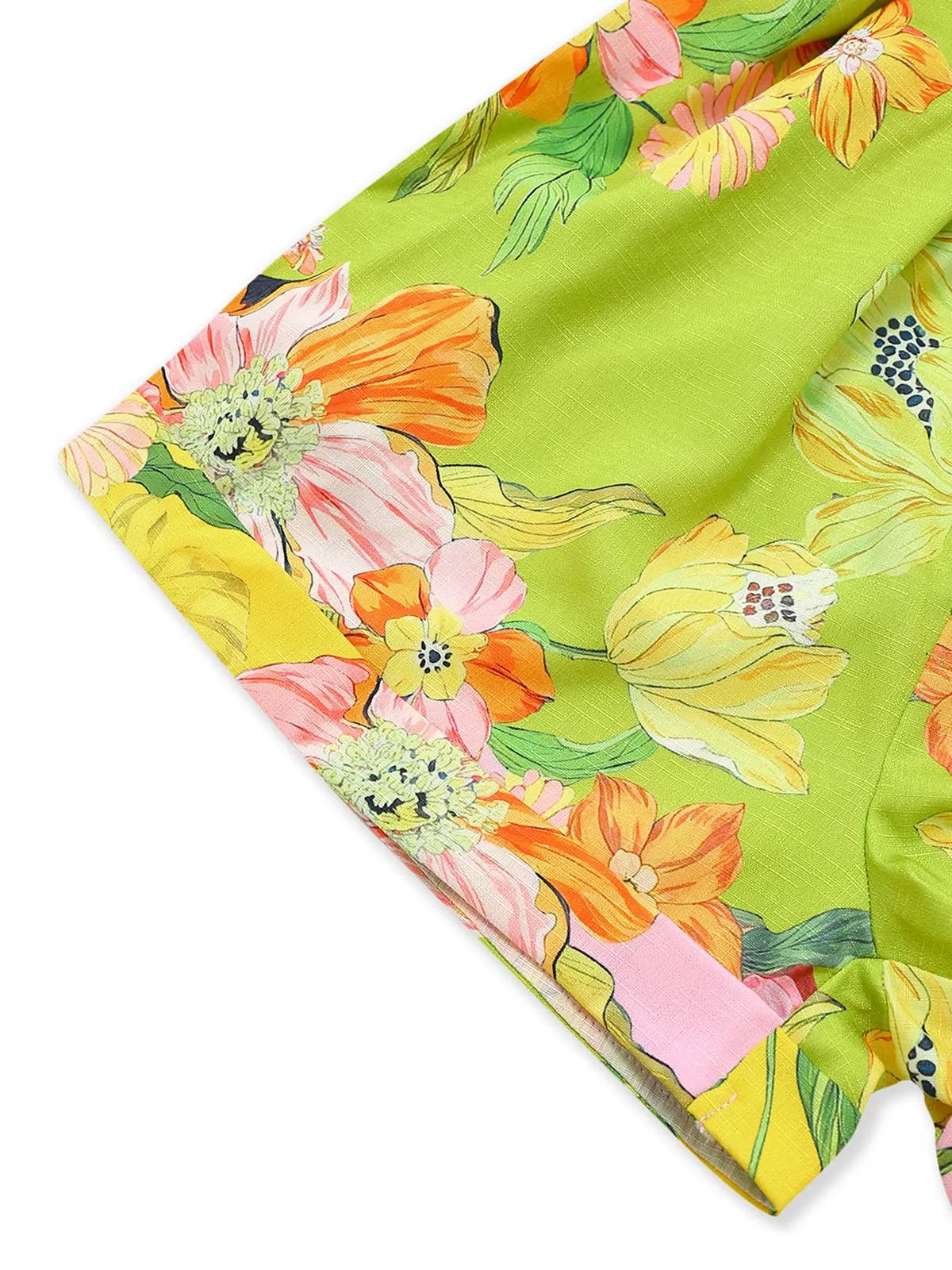 Yellow 1960s Floral Deep V-Neck Long Sleeves Romper sold by Retro Stage product image thumbnail 4