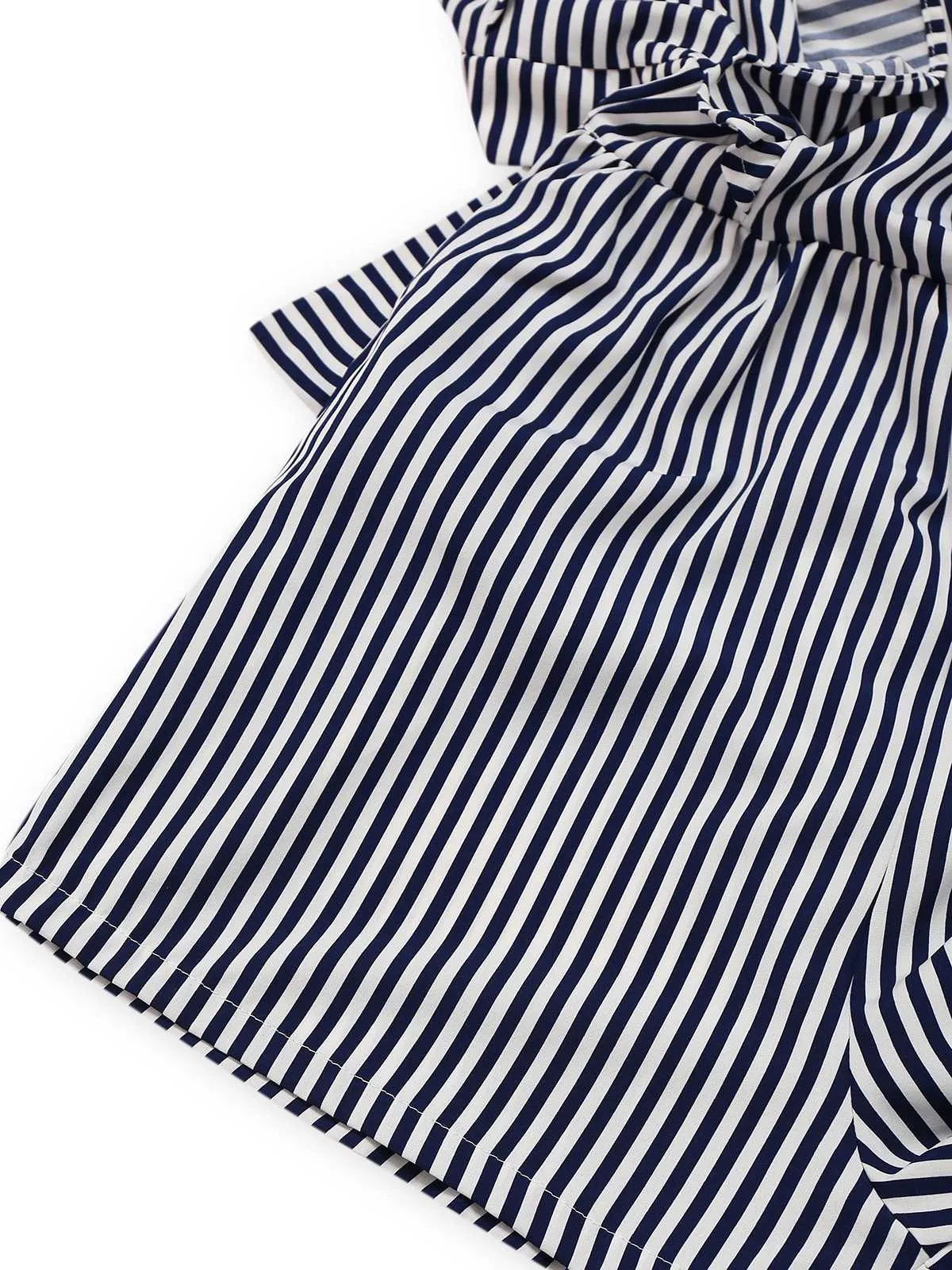 1930s V-Neck Contrast Stripes Ruffles Romper sold by Retro Stage product image thumbnail 3