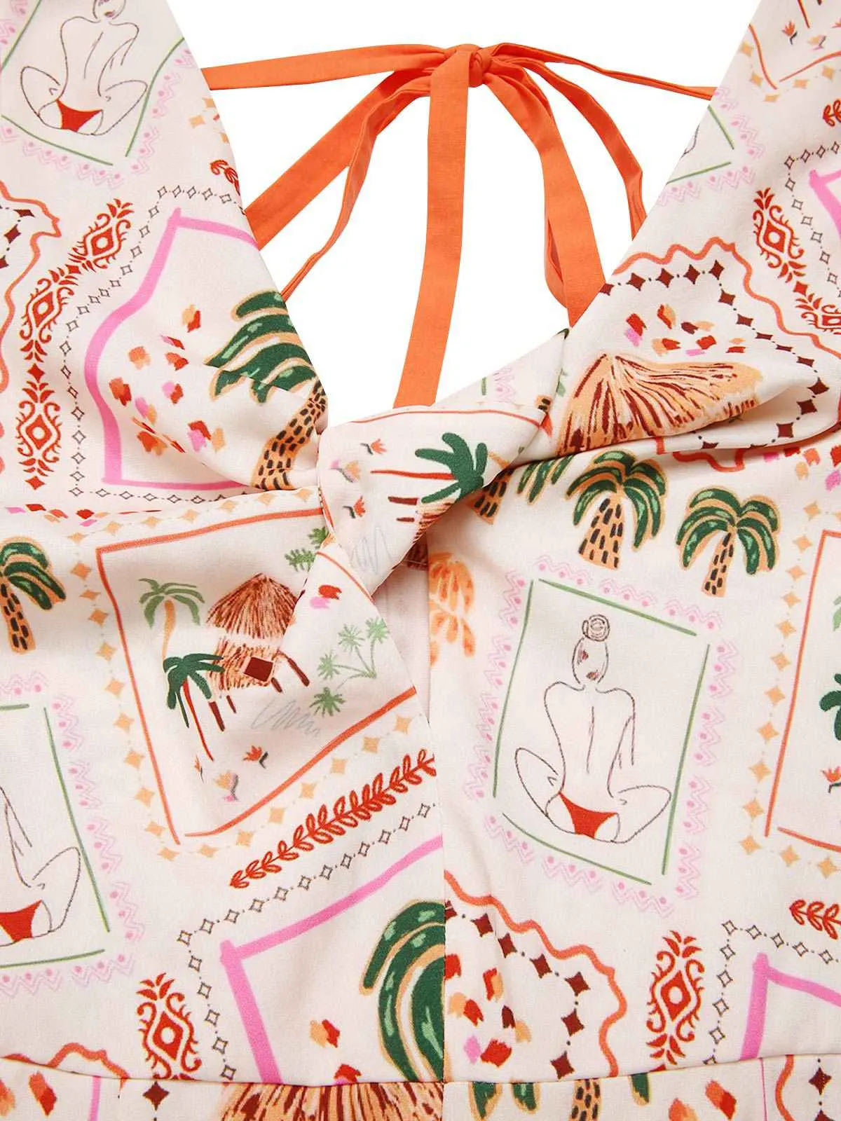 Orange 1950s Beach Stamps Twisted Jumpsuit sold by Retro Stage product image thumbnail 5