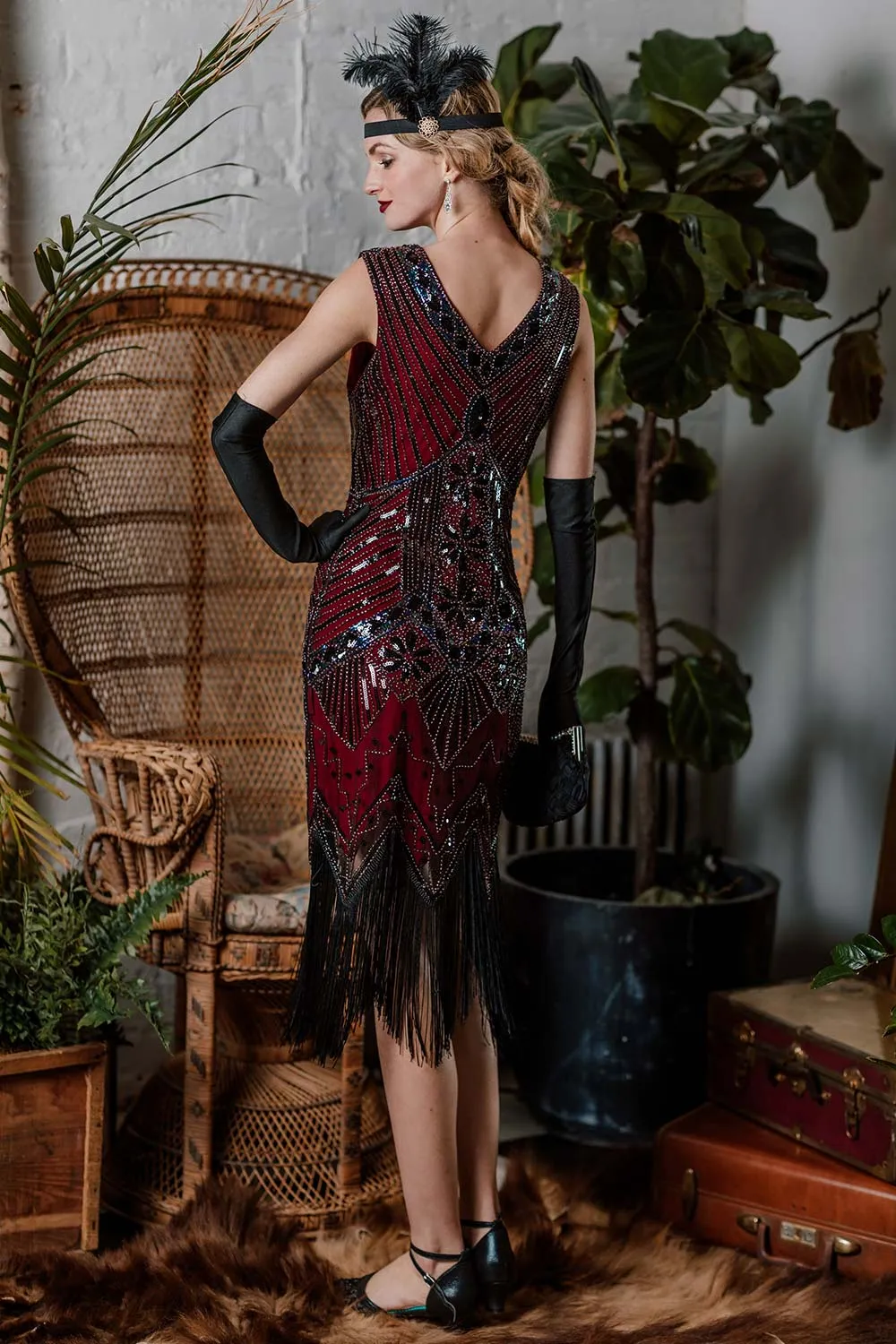 1920s Sequined Fringe Dress sold by Retro Stage product image thumbnail 3