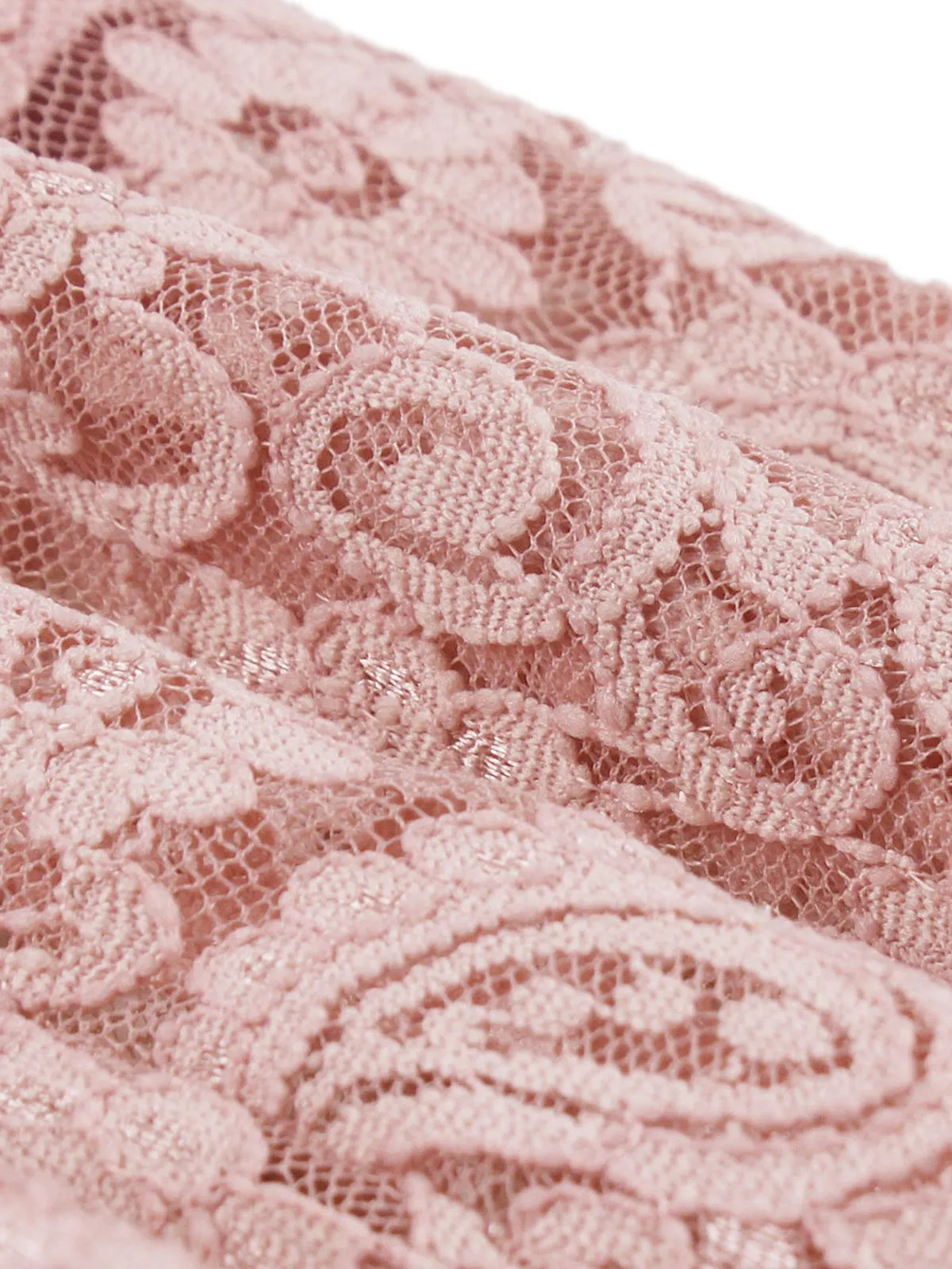 Pink 1950s Solid Lace Heart Collar Dress sold by Retro Stage product image thumbnail 4