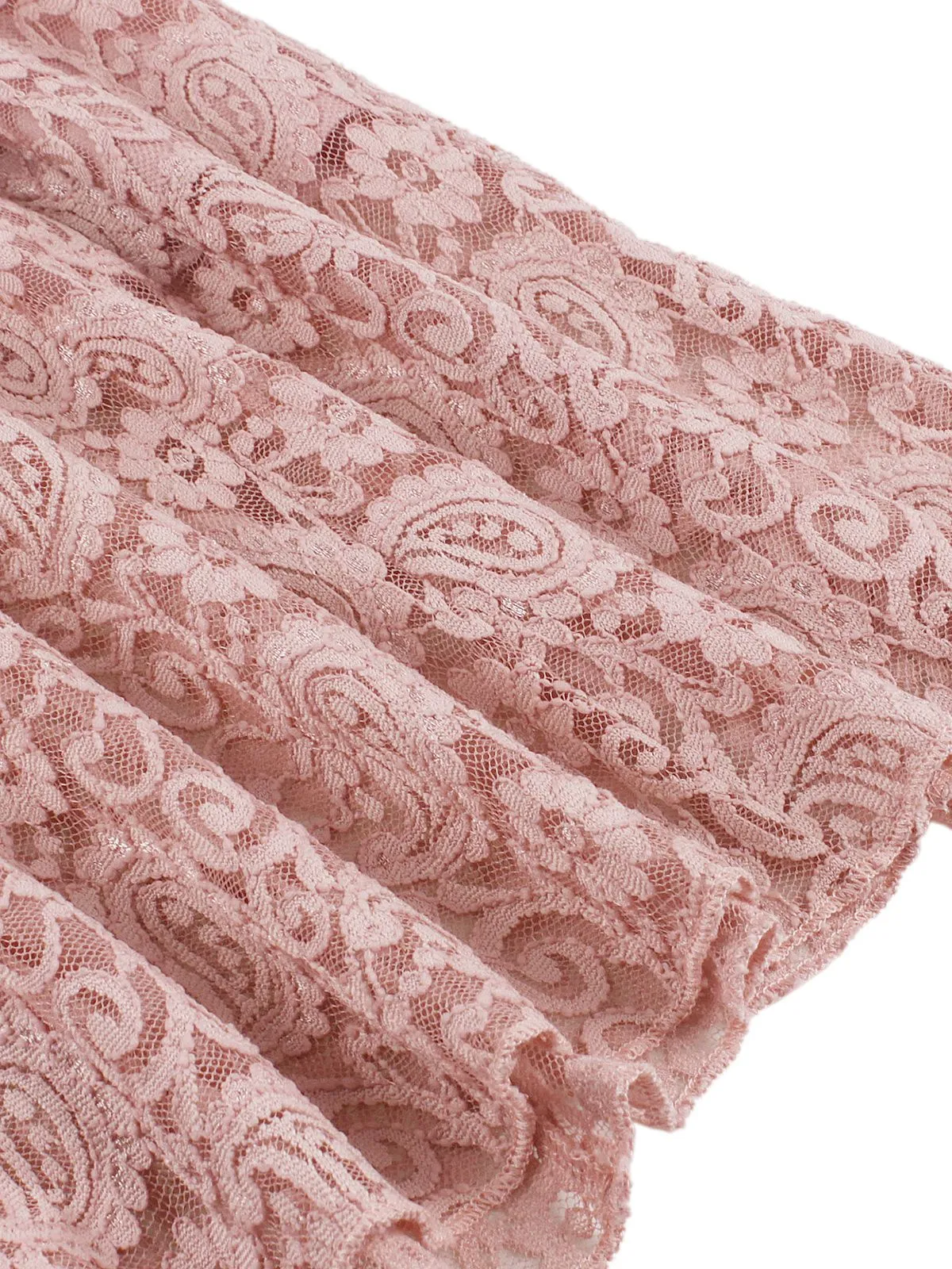 Pink 1950s Solid Lace Heart Collar Dress sold by Retro Stage product image thumbnail 3