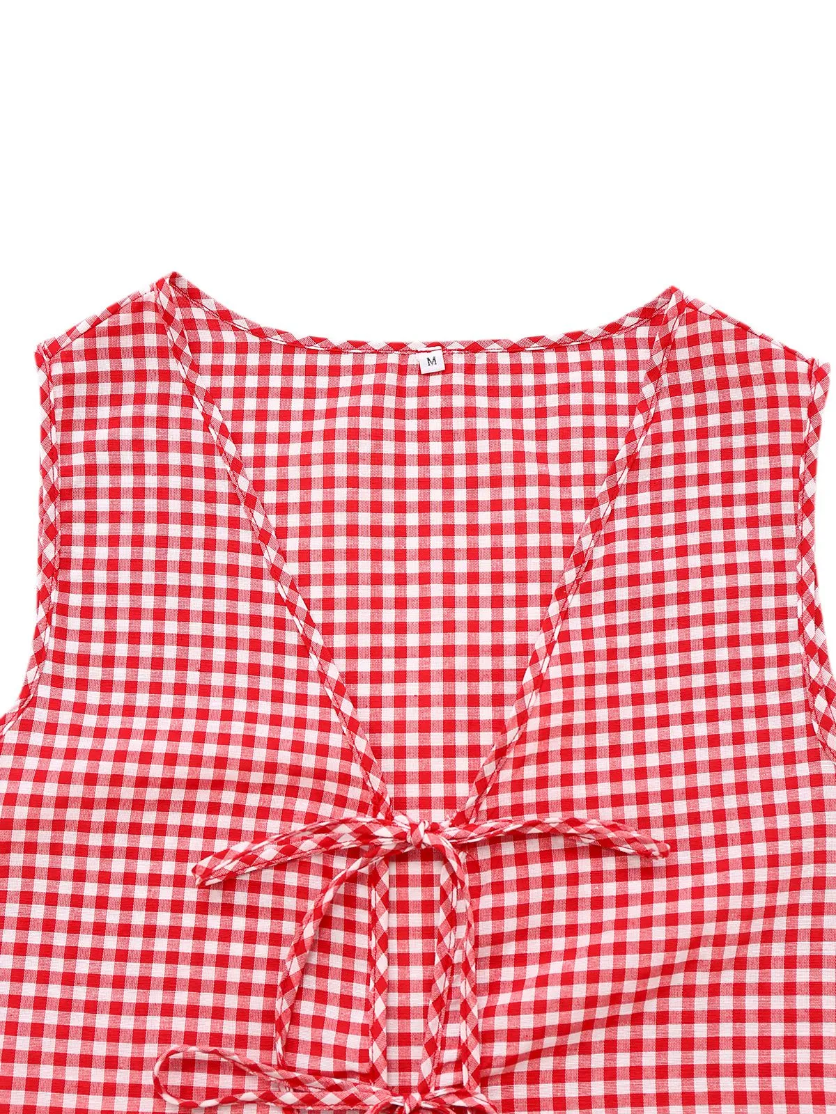 2PCS 1950s Plaid V-Neck Bind Vest & Shorts sold by Retro Stage product image thumbnail 5