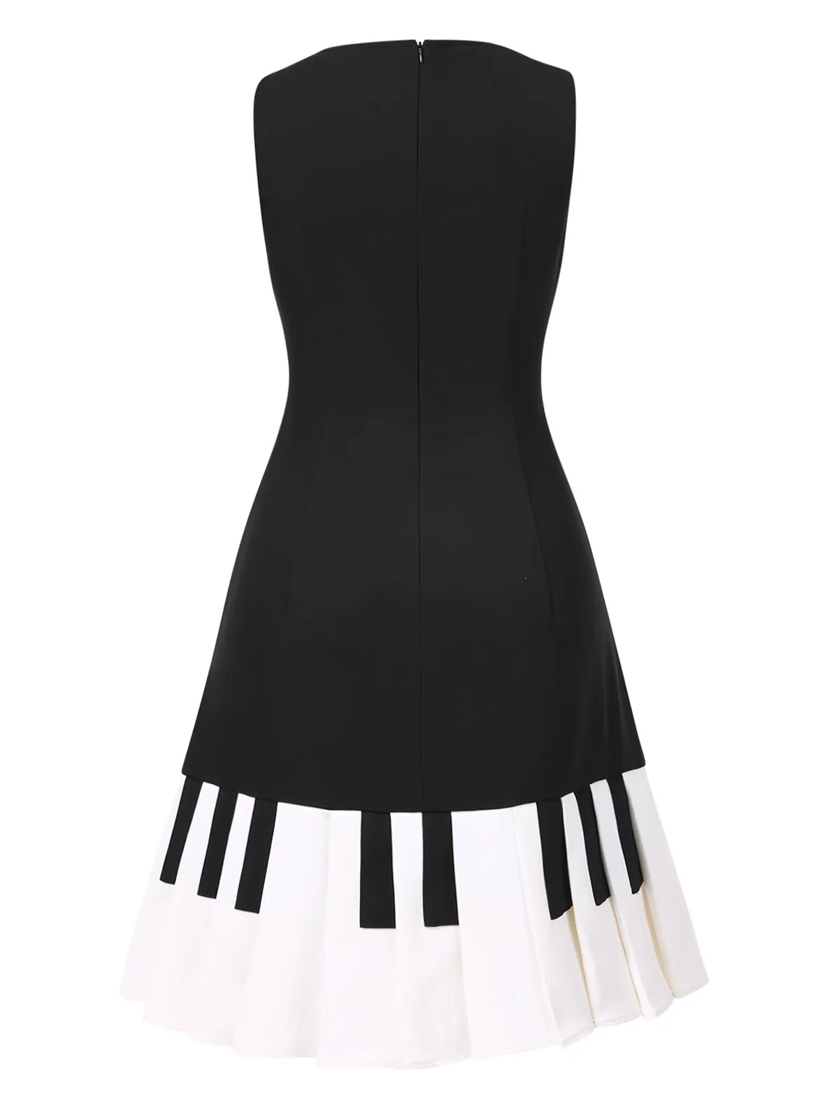 Black 1960s Boat Neck Piano Key Patchwork Dress sold by Retro Stage product image thumbnail 5