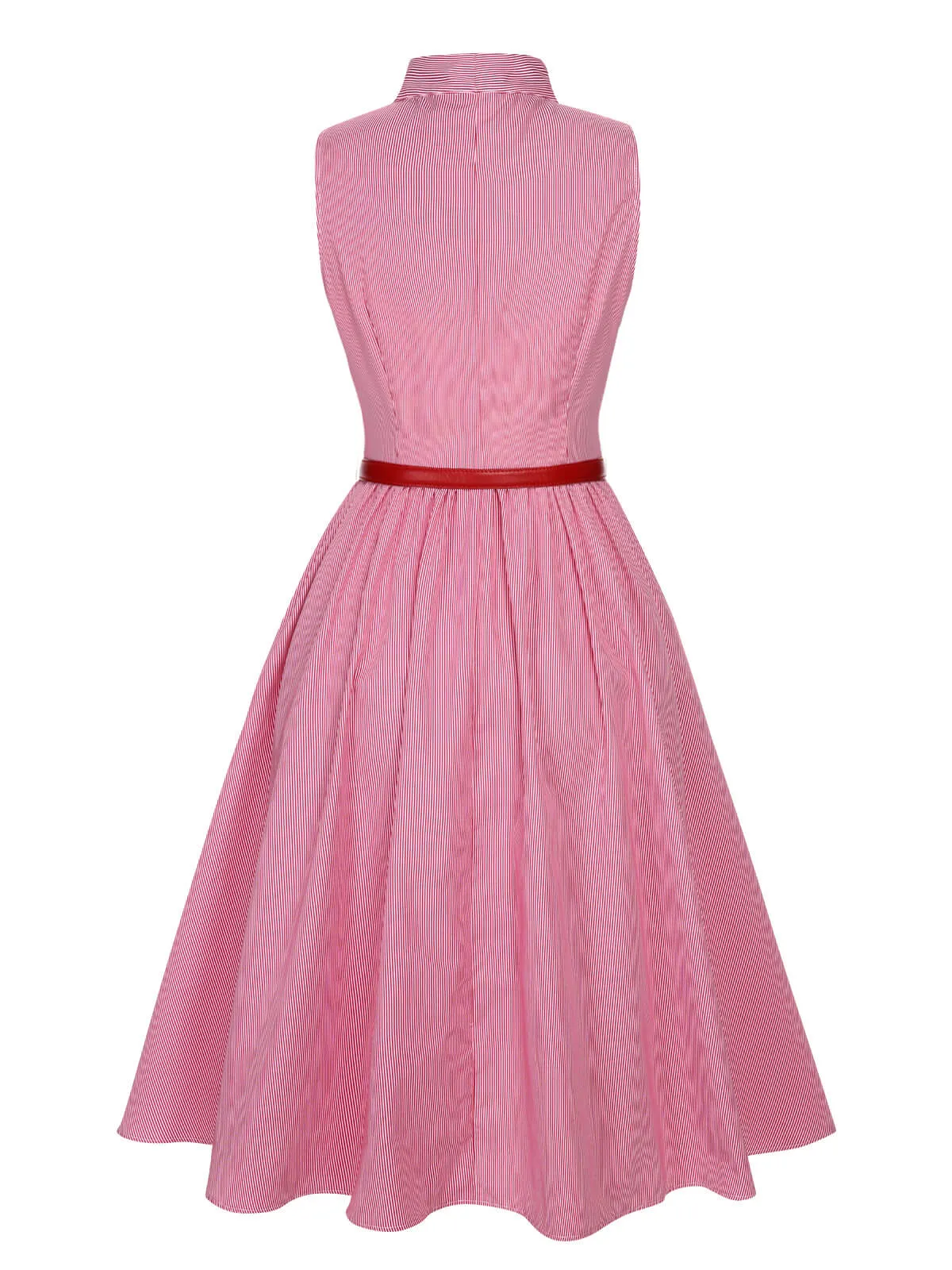 Pink 1950s Pinstripes Tie Collar Dress sold by Retro Stage product image thumbnail 4