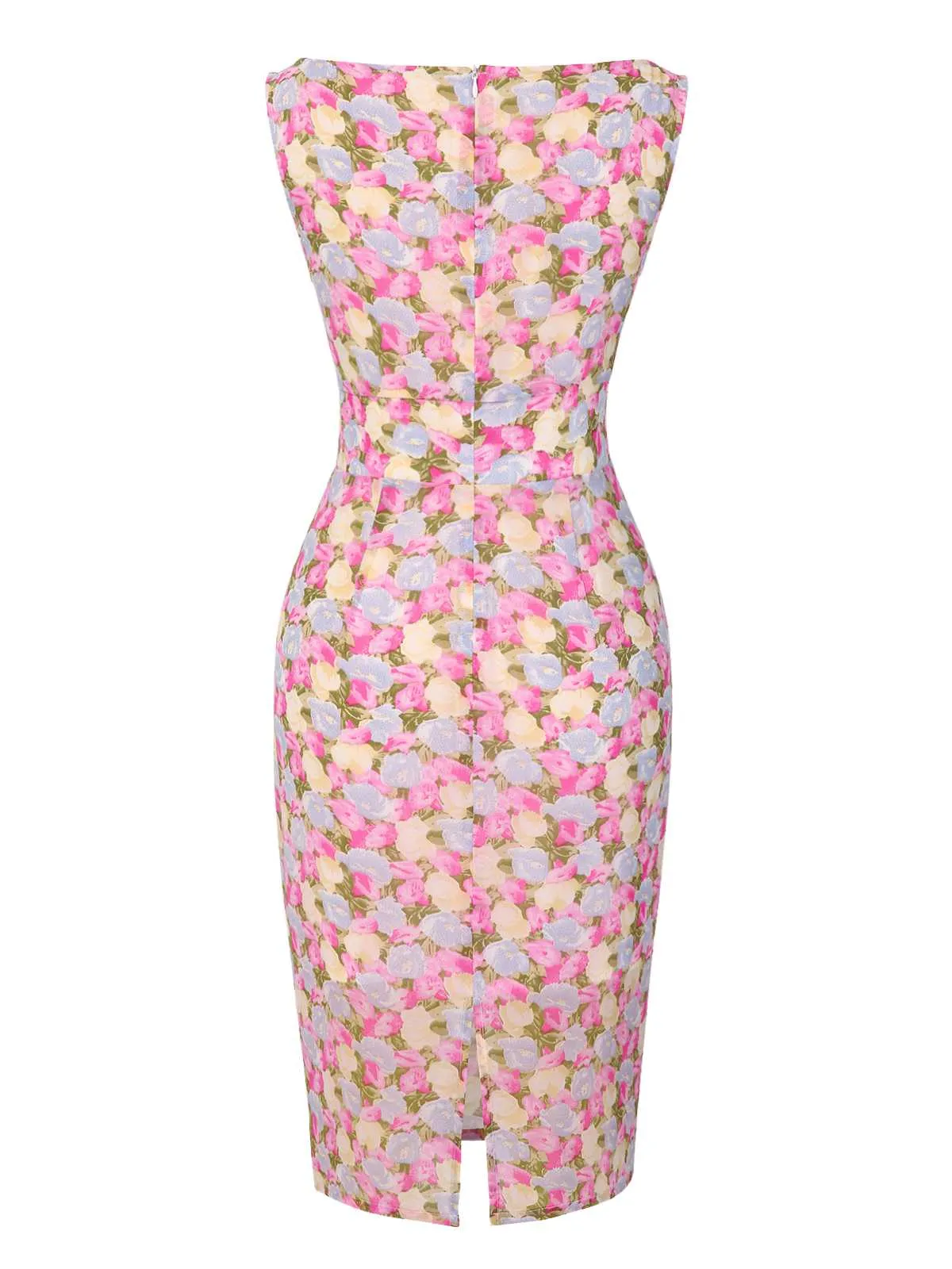 Pink 1960s Boat Neck Floral Bodycon Dress sold by Retro Stage product image thumbnail 5