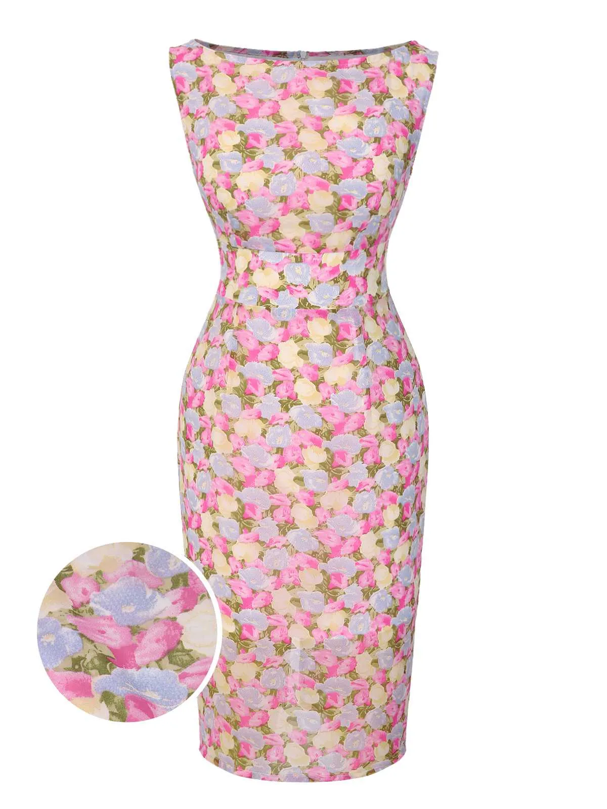 Pink 1960s Boat Neck Floral Bodycon Dress sold by Retro Stage product image thumbnail 2