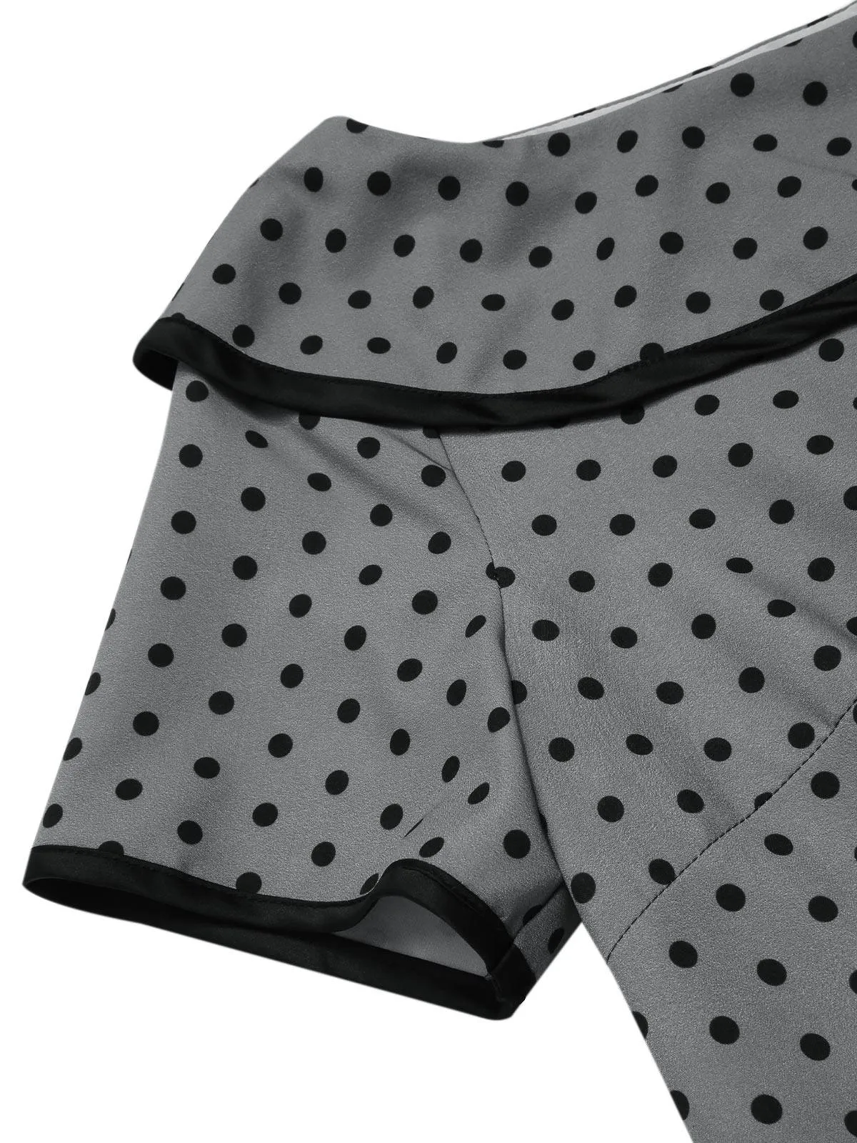 Gray 1960s Boat Neck Polka Dots Pencil Dress sold by Retro Stage product image thumbnail 5