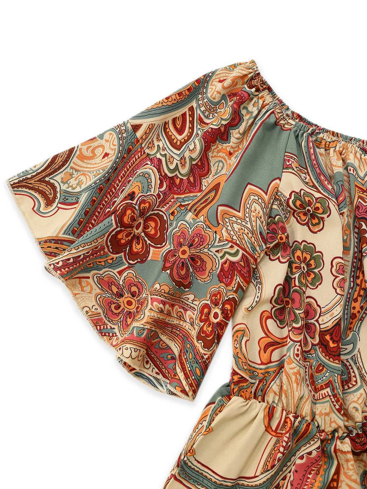 Multicolor 1970s Bohemian Off-Shoulder Romper sold by Retro Stage product image thumbnail 5