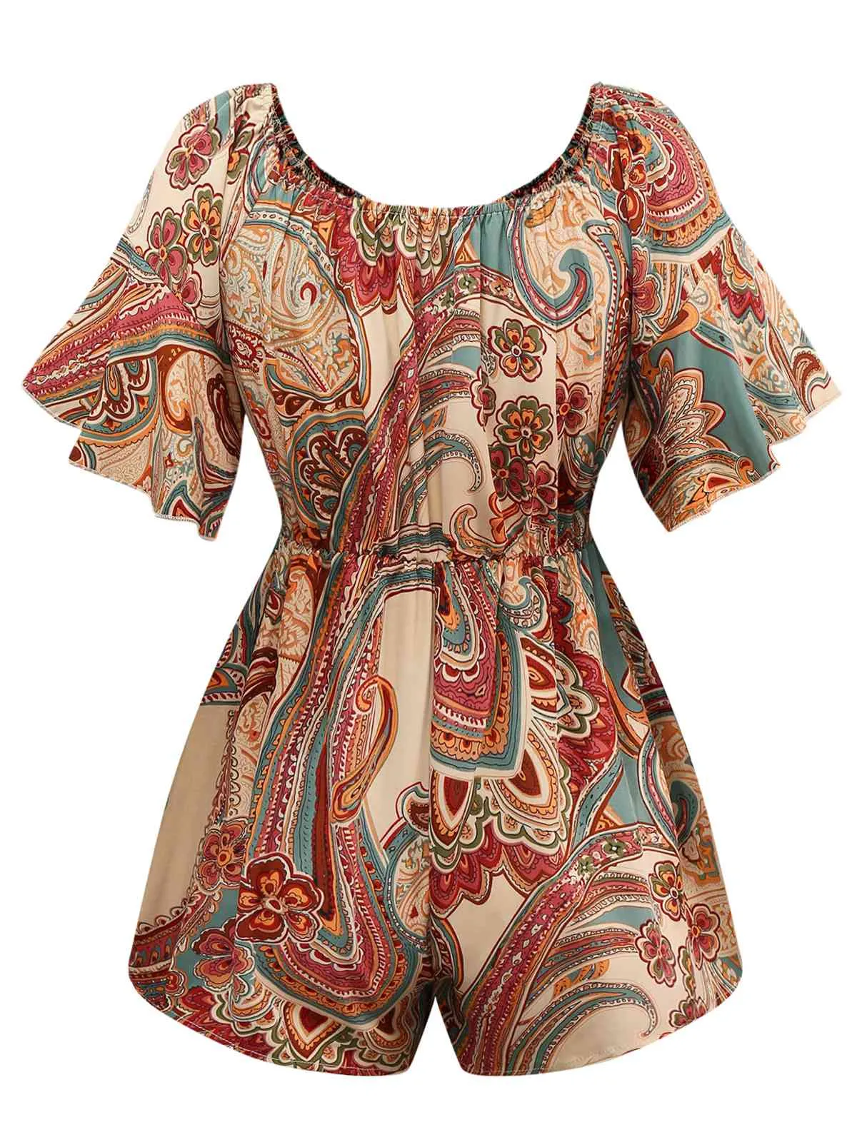 Multicolor 1970s Bohemian Off-Shoulder Romper sold by Retro Stage product image thumbnail 2