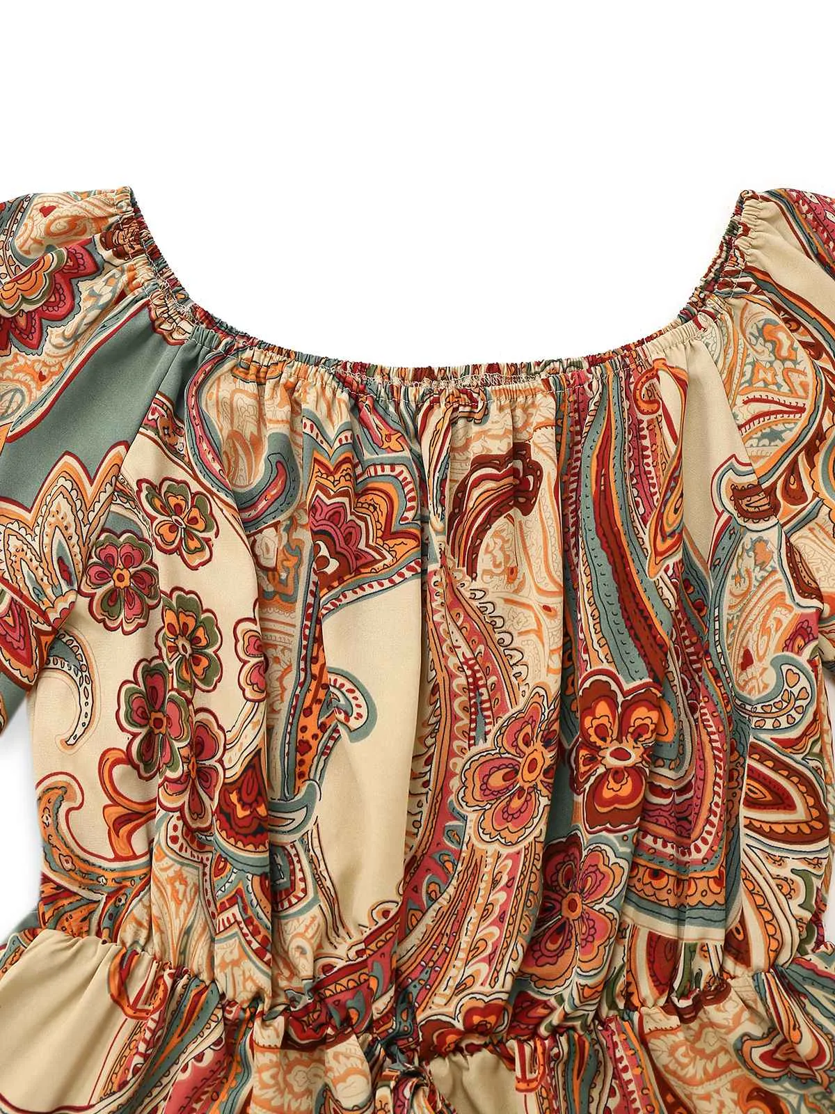 Multicolor 1970s Bohemian Off-Shoulder Romper sold by Retro Stage product image thumbnail 3